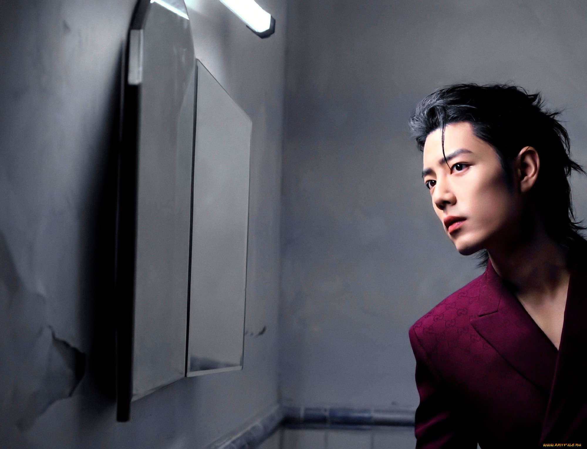 мужчины, xiao, zhan, актер, пиджак, зеркало