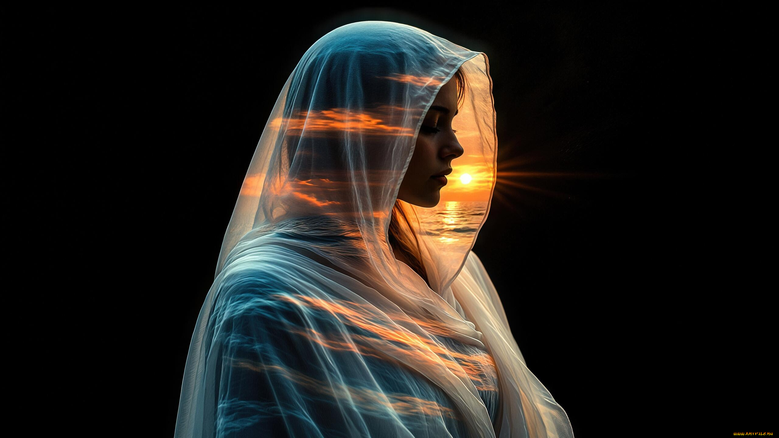 девушка, 3д, графика, люди, , people, фон, облака