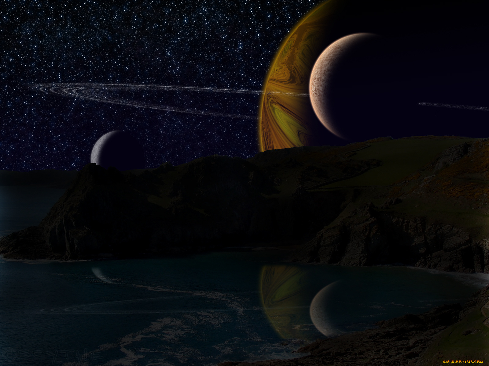 космос, арт, звезды, планеты
