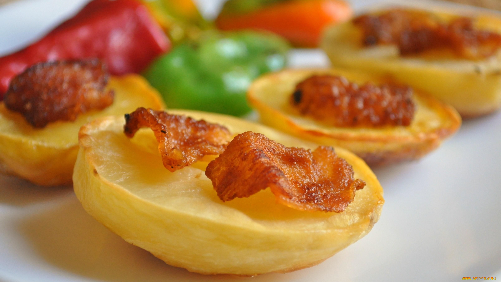 еда, картофель, запечённый, сало