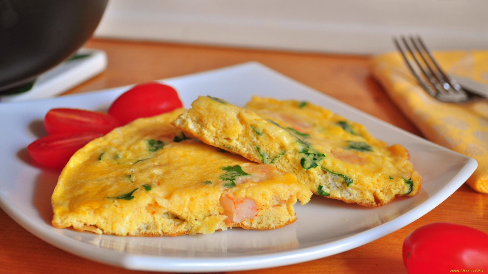 еда, Яичные, блюда, фриттата, томаты, помидоры