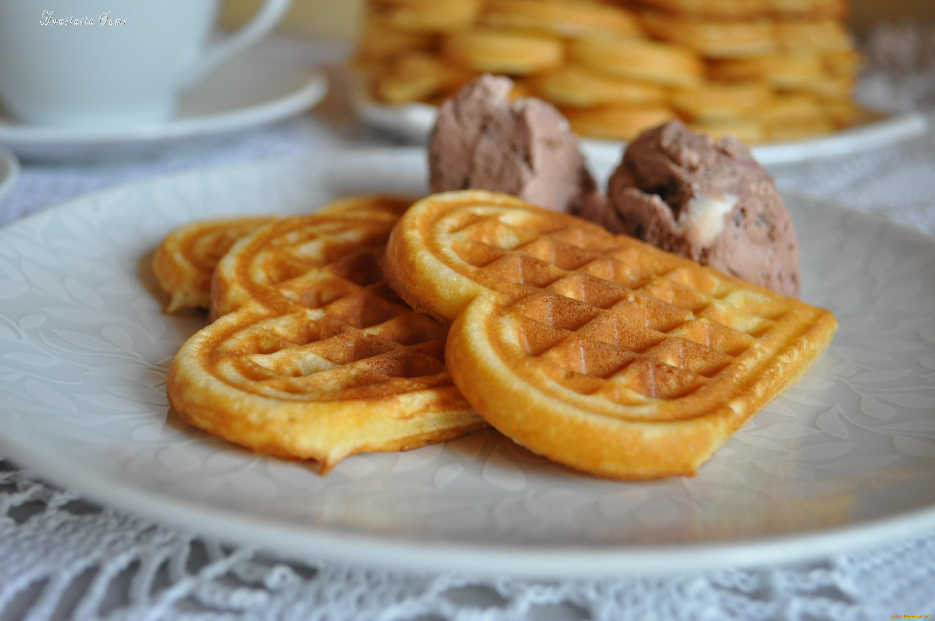 еда, мороженое, десерты, вафли