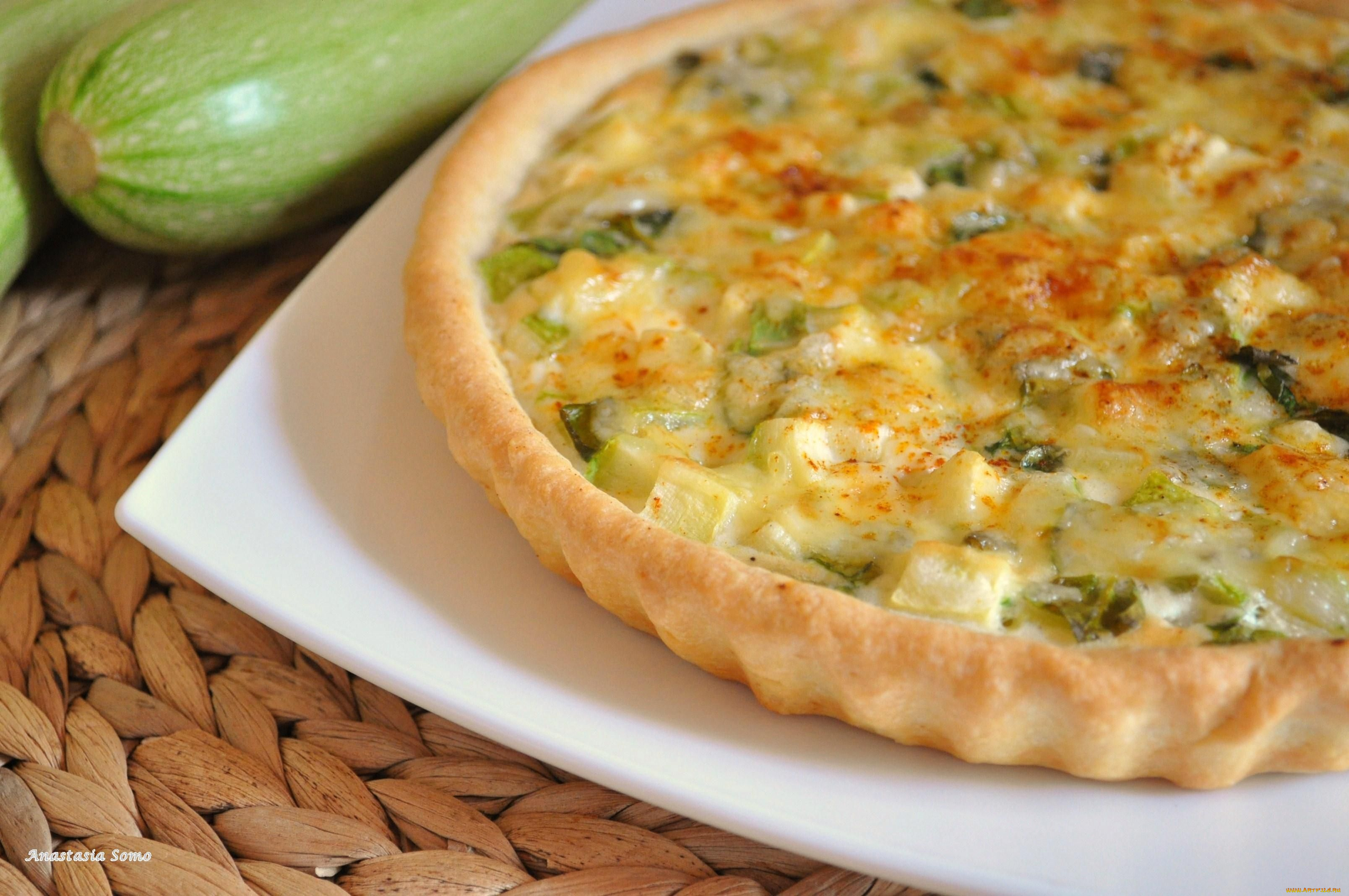 еда, пицца, киш, пирог, кабачки