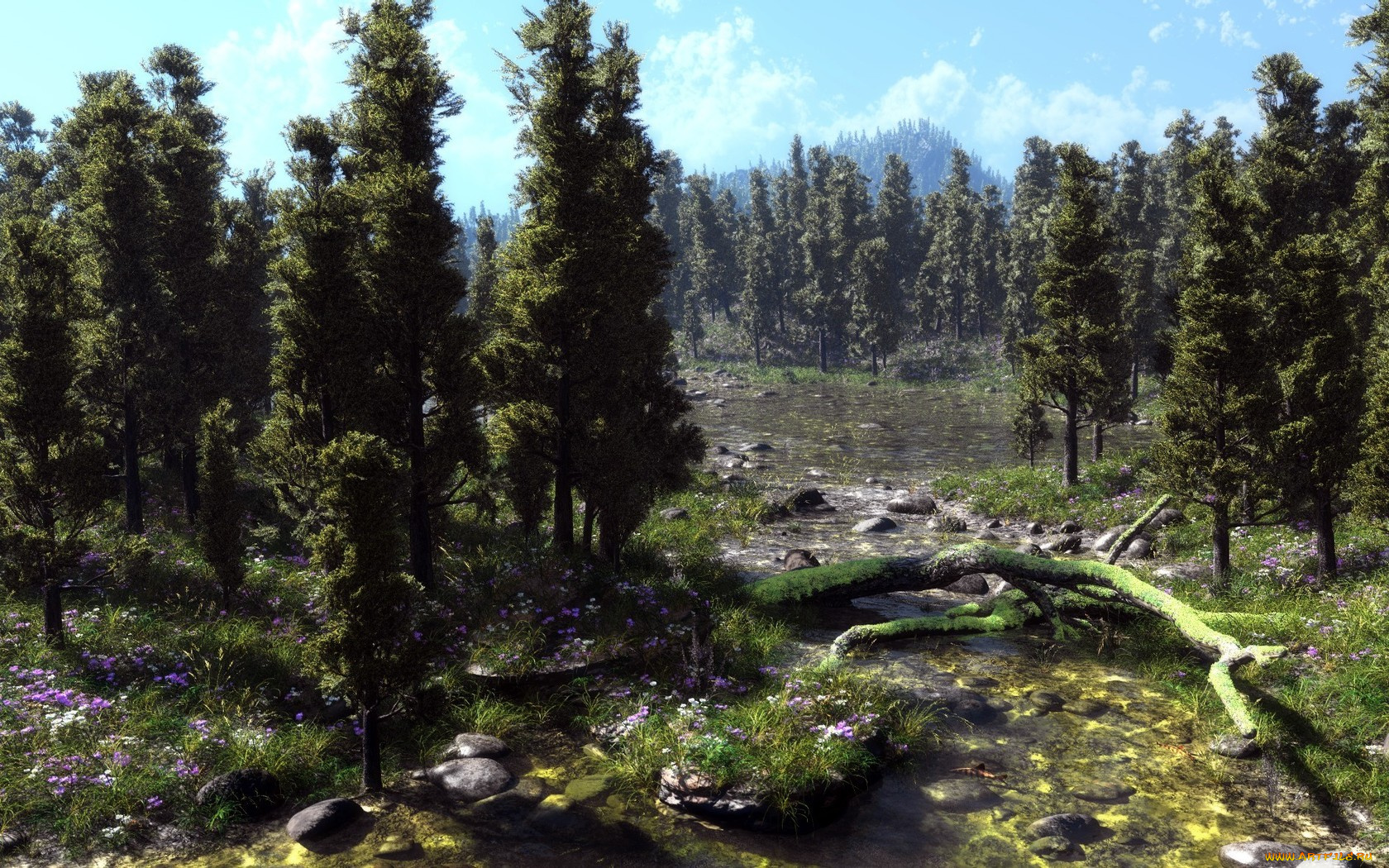 3д, графика, nature, landscape, природа, деревья