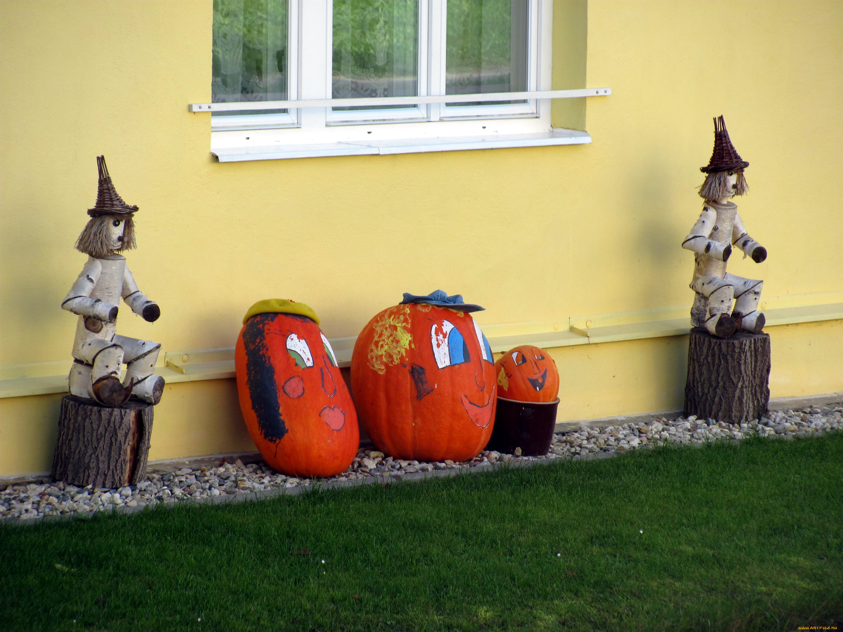 праздничные, хэллоуин, куклы, тыквы