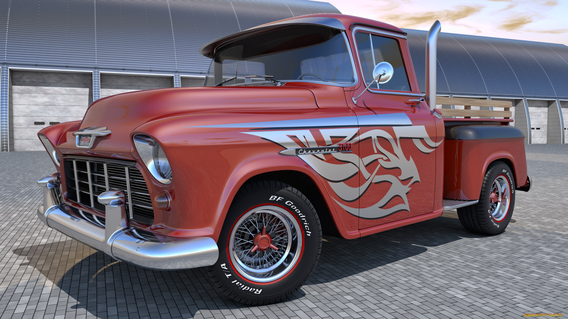 автомобили, 3д, 3100, 1955, chevrolet, pickup