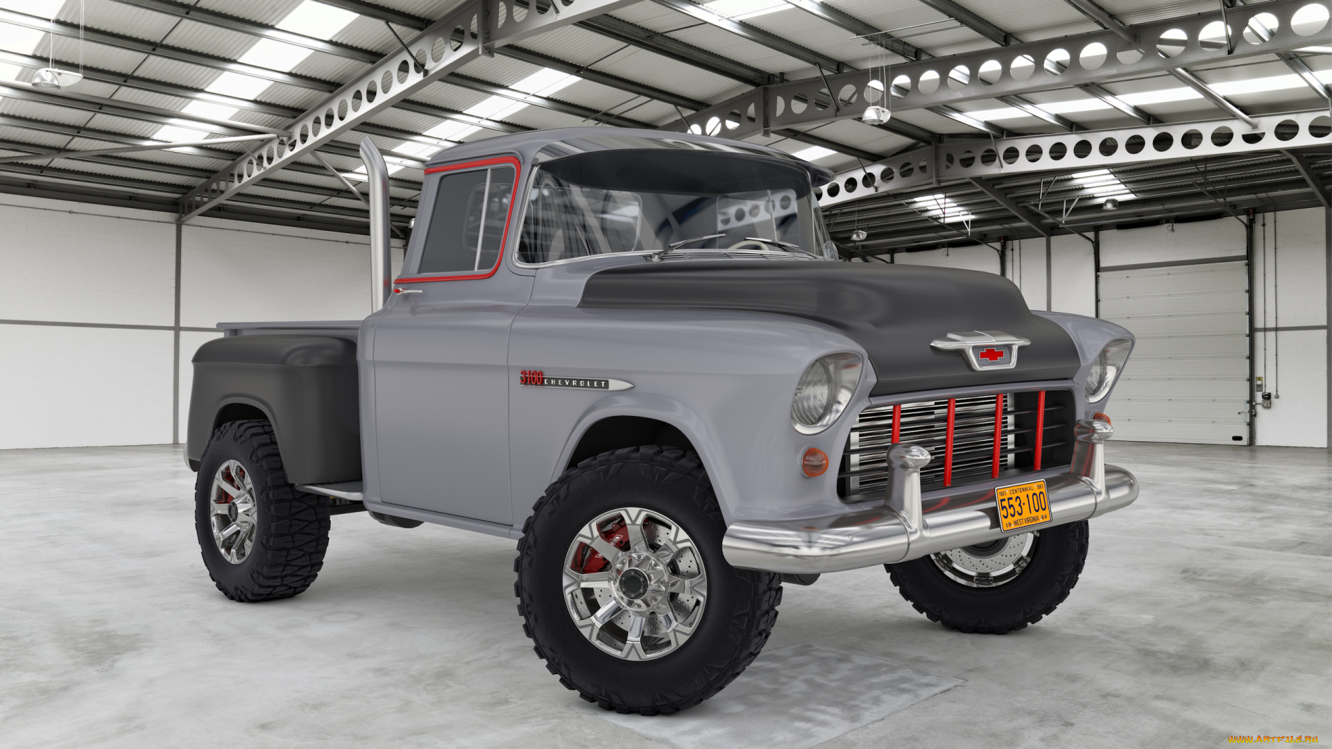автомобили, 3д, 3100, chevrolet, 1955, pickup