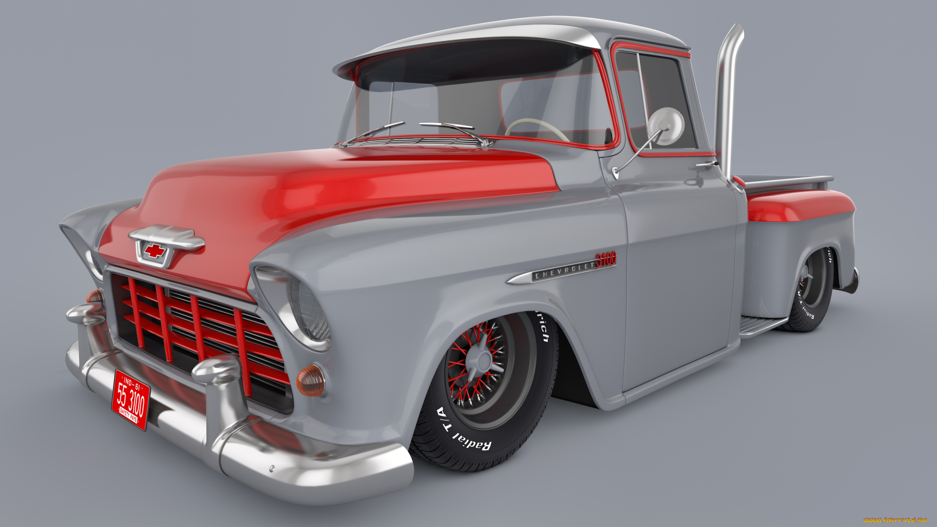 автомобили, 3д, chevrolet, 3100, pickup, 1955