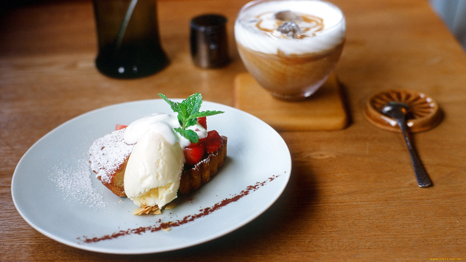 еда, мороженое, десерты, маффин, мята, ягоды