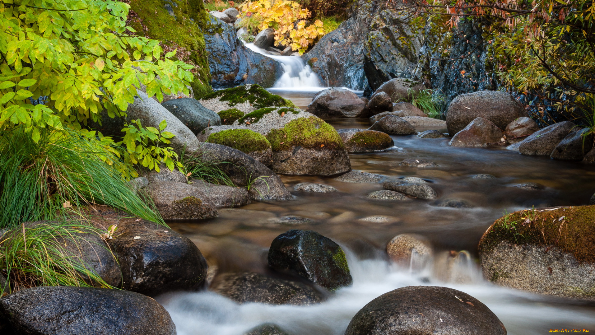 природа, водопады, деревья, водопад, камни, парк, калифорния