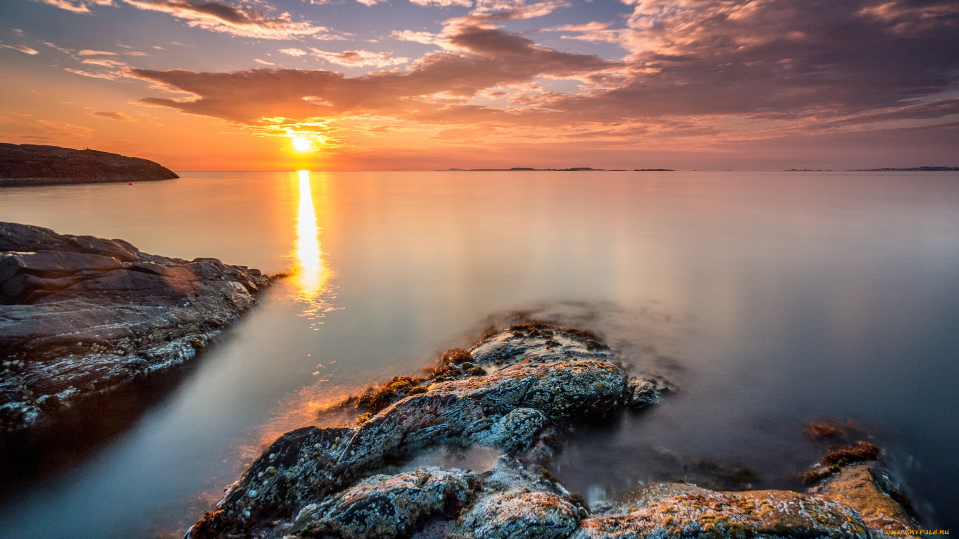 природа, восходы, закаты, океан, камни, горизонт, солнце