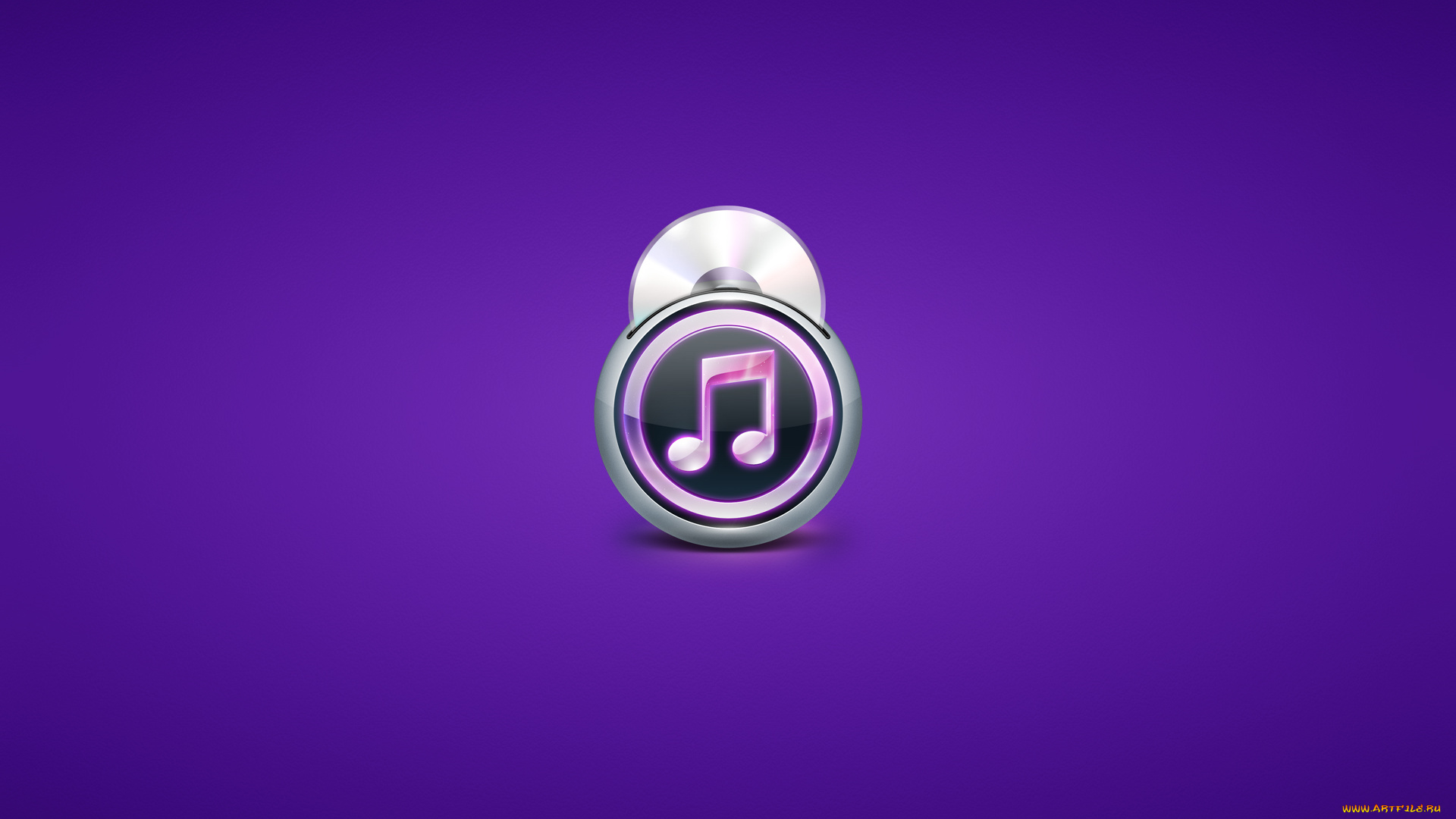 рисованные, минимализм, фиолетовый, фон, нота, диск, плеер