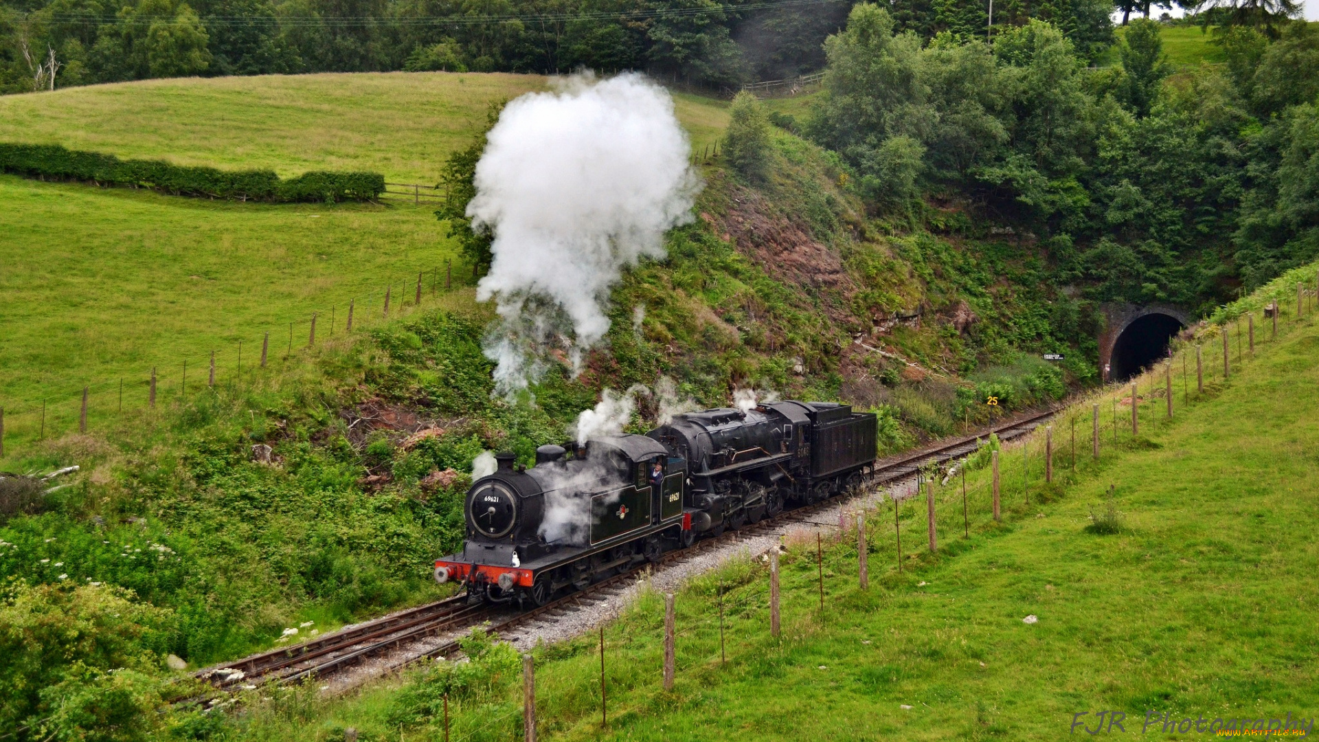 техника, паровозы, дым, железная, дорога, луга, паровоз, тоннель