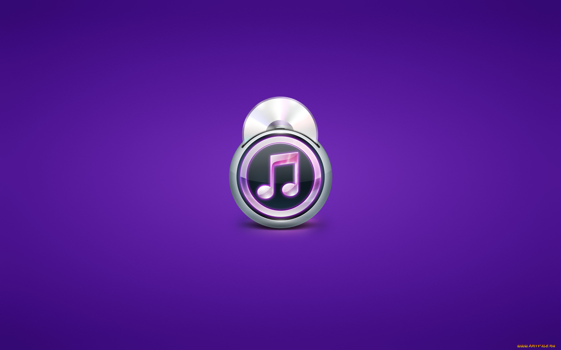 рисованные, минимализм, фиолетовый, фон, нота, диск, плеер