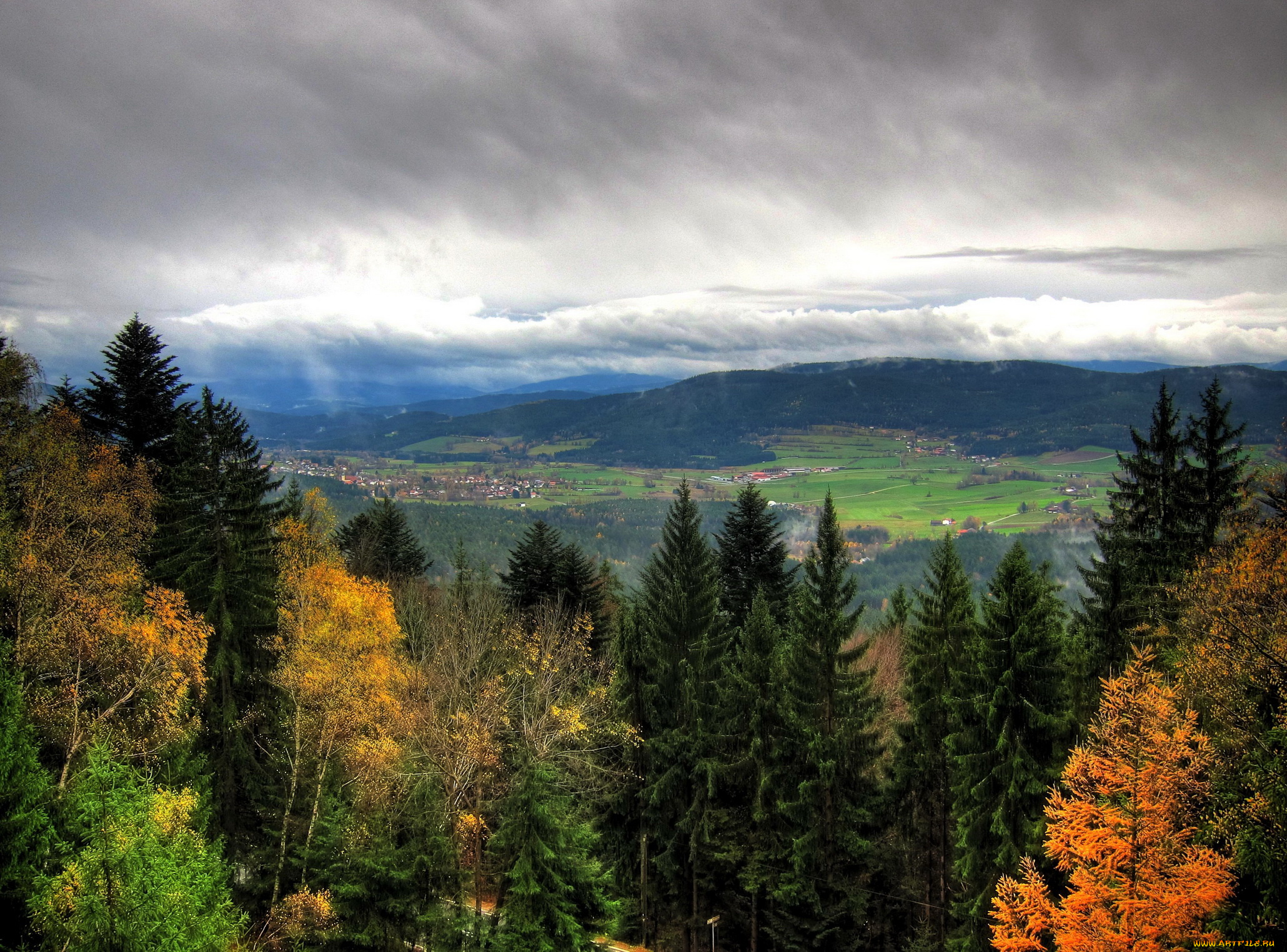 германия, бавария, природа, пейзажи, луга, лес, поля, городок