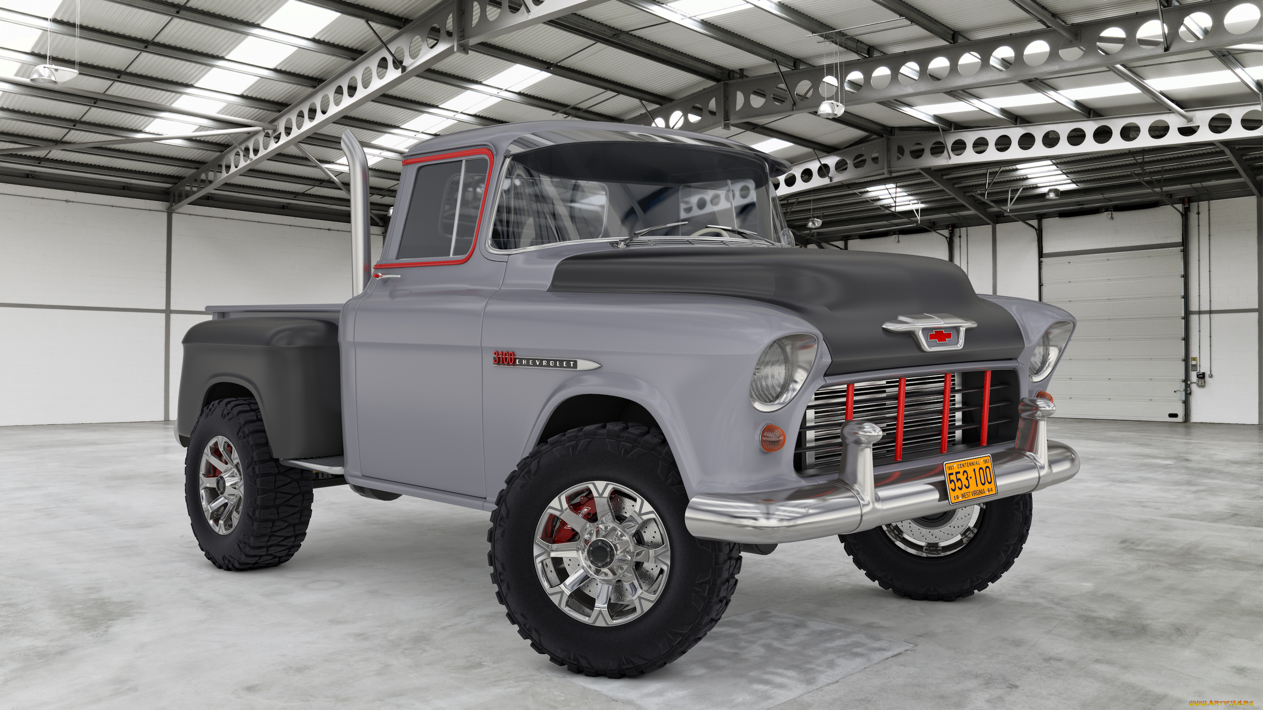 автомобили, 3д, 3100, chevrolet, 1955, pickup