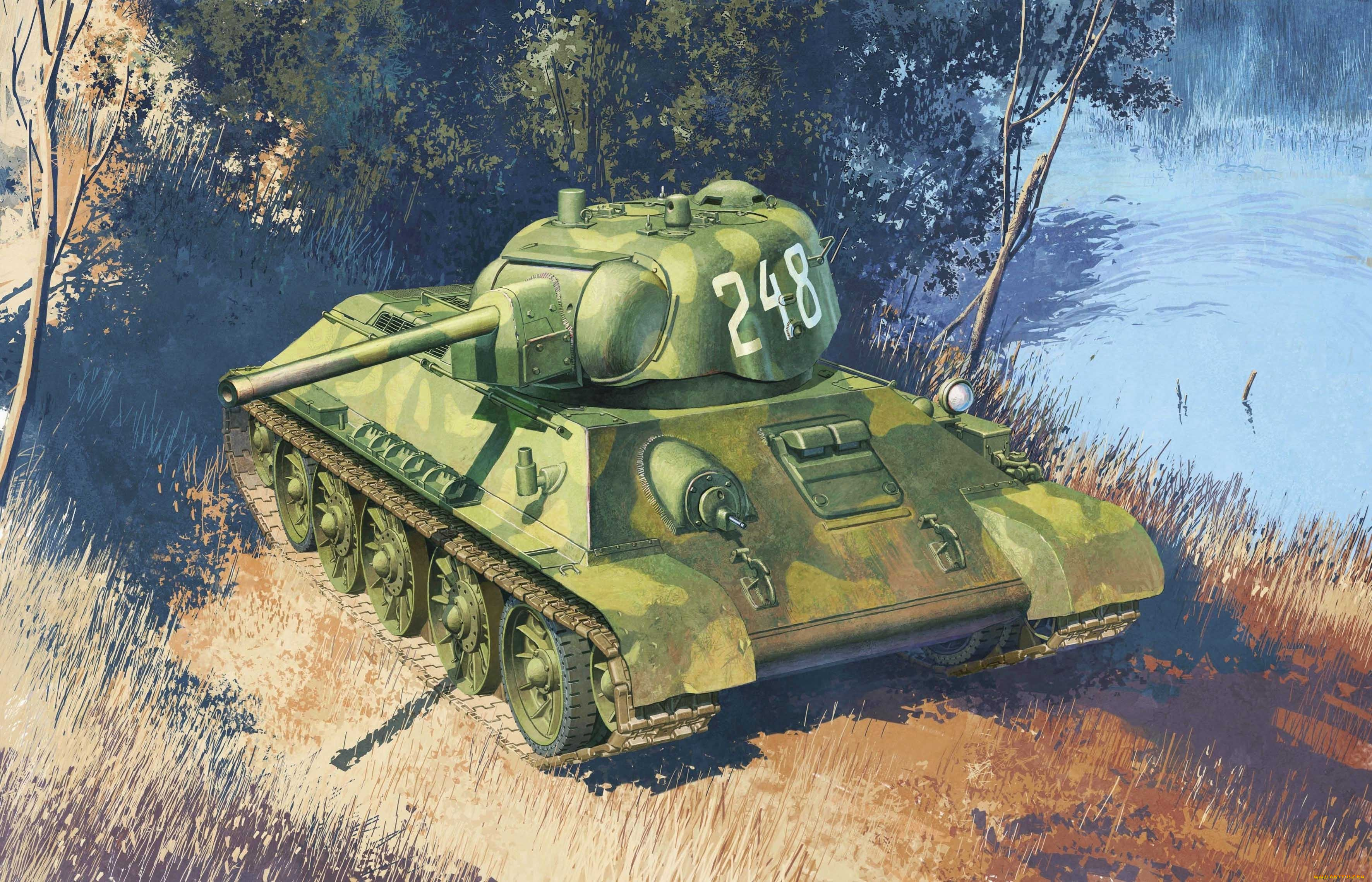 рисованные, армия, обр, 1942г, т-34-76, танк, ww2, вов, ссср