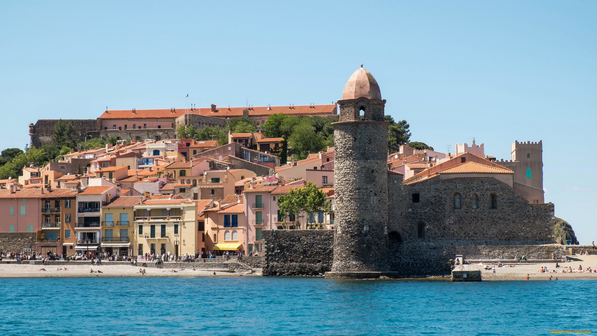 франция, коллиур, города, -, улицы, , площади, , набережные, крепость, дома, набережная, коллиур, франция