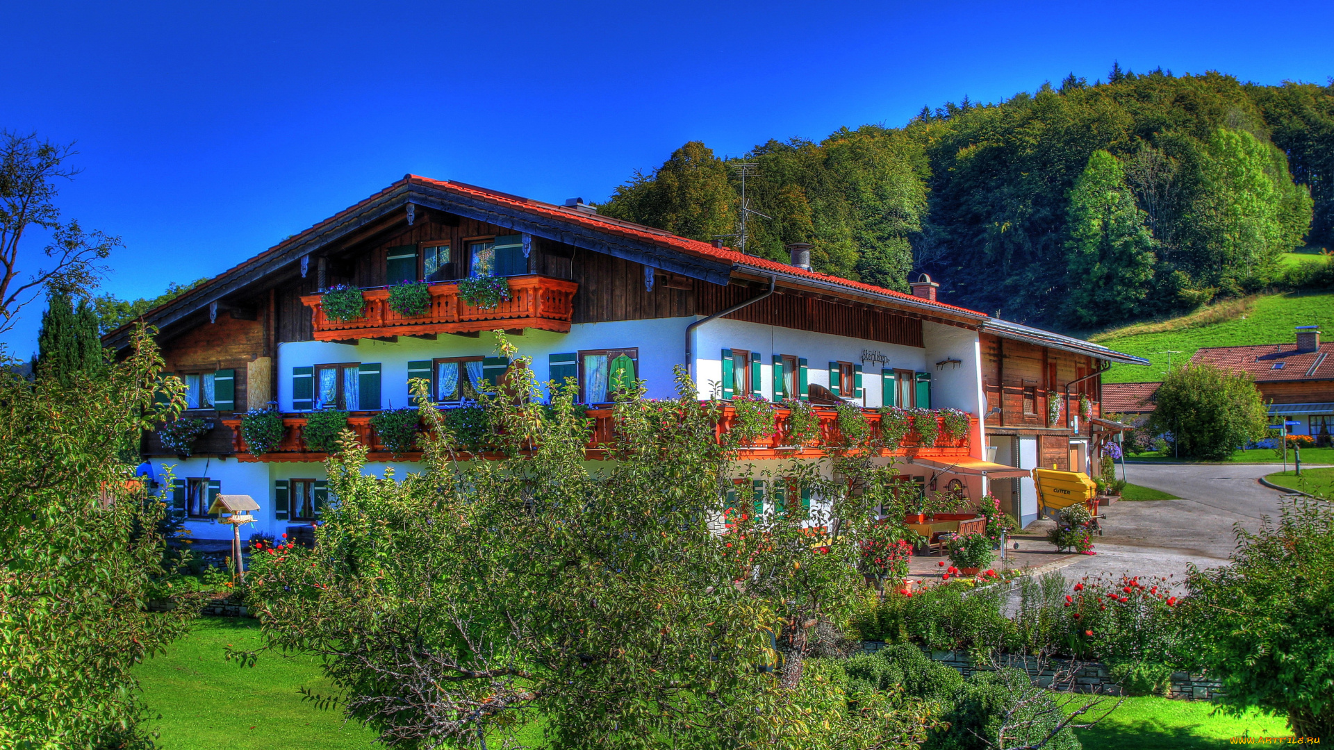 марктшелленберг, германия, города, -, здания, , дома, марктшелленберг, германия, дома, деревья