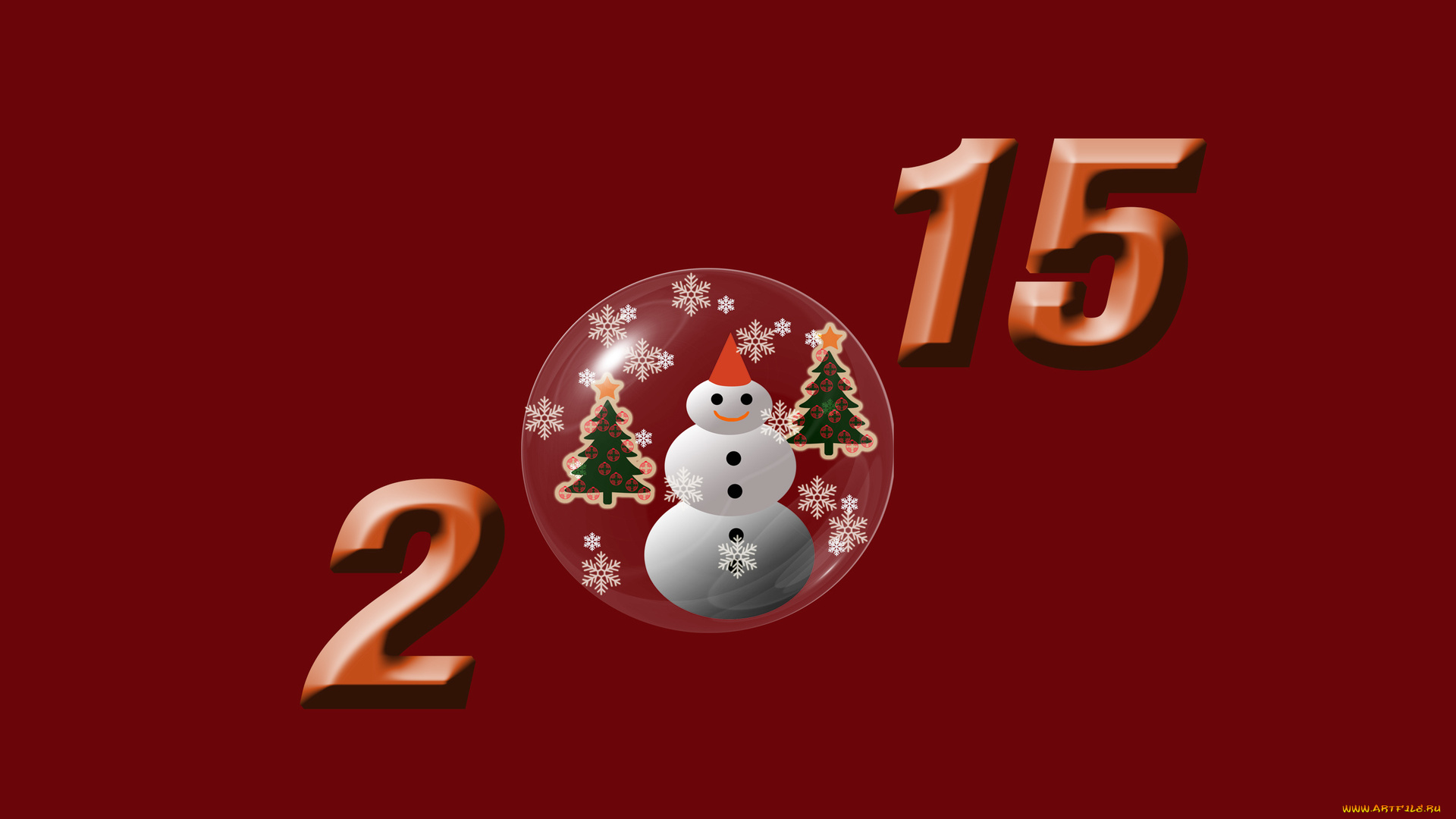 праздничные, векторная, графика, , новый, год, снежинки, снеговик, ели, фон, цифры