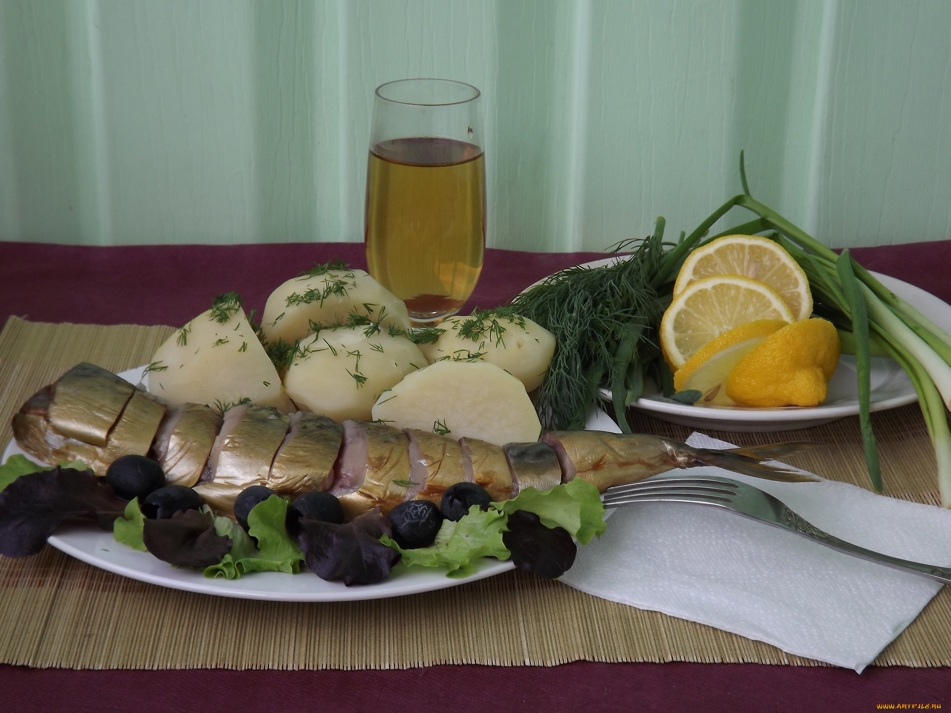 еда, натюрморт, картофель, рыба