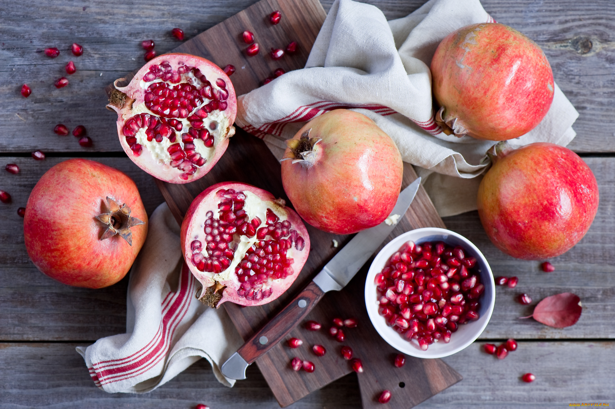 еда, гранат, плоды, натюрморт