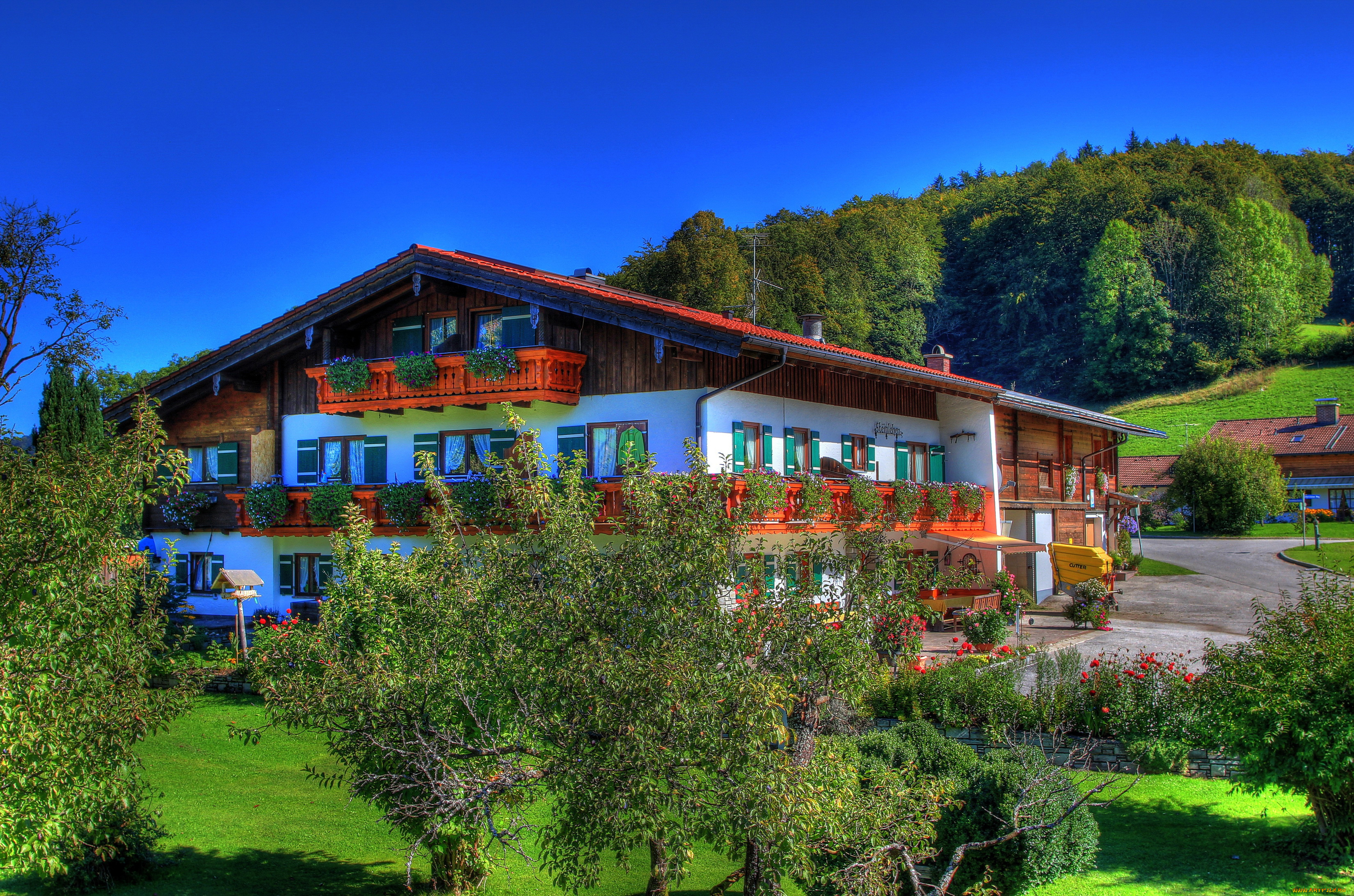 марктшелленберг, германия, города, -, здания, , дома, марктшелленберг, германия, дома, деревья