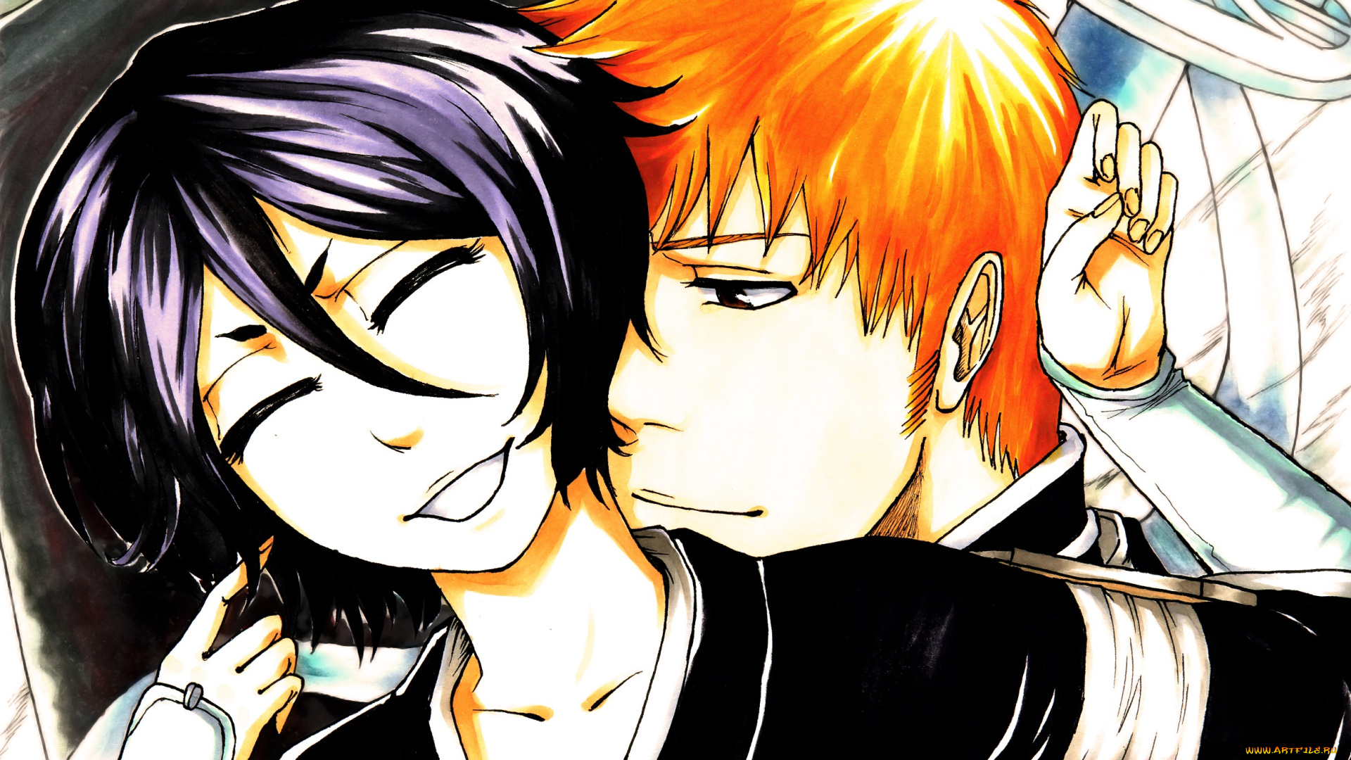 аниме, bleach, рукия, ичиго, романтика, блич, арт
