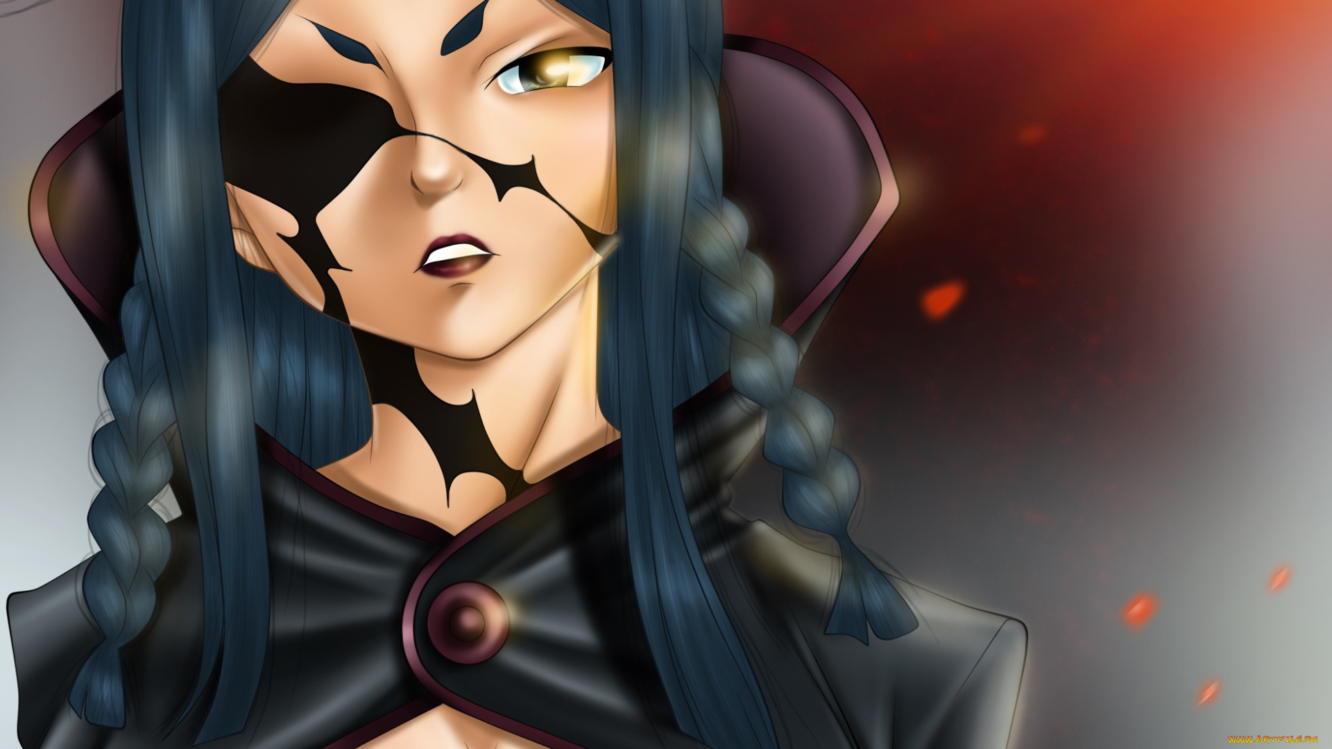 аниме, unknown, , другое, фон, демон, взгляд, девушка