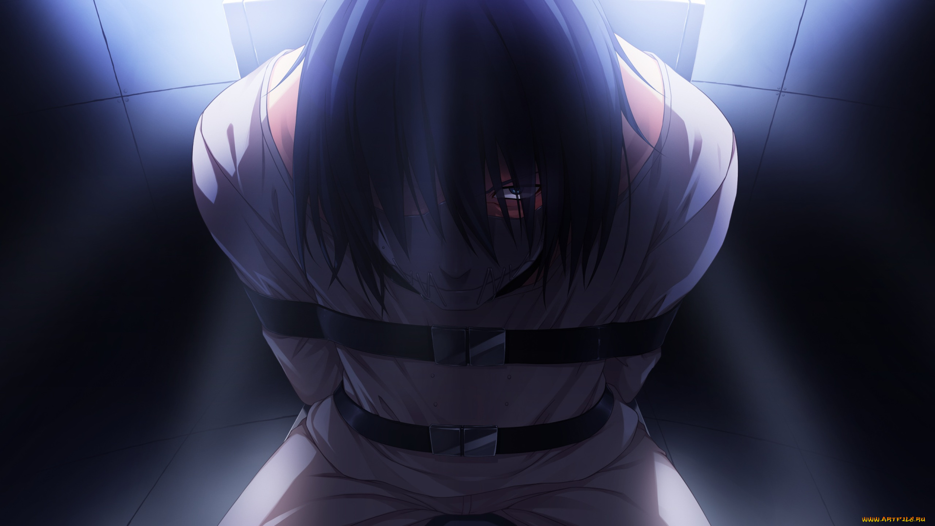 аниме, unknown, , другое, reminiscence, tomose, shunsaku, арт, парень, смирительная, рубашка, tagme, character, взгляд, маска