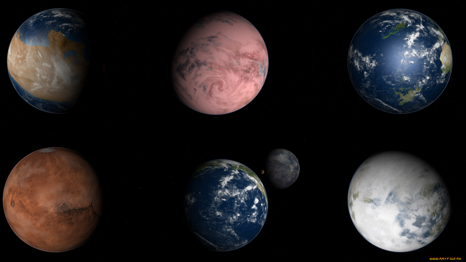 космос, арт, вселенная, планеты