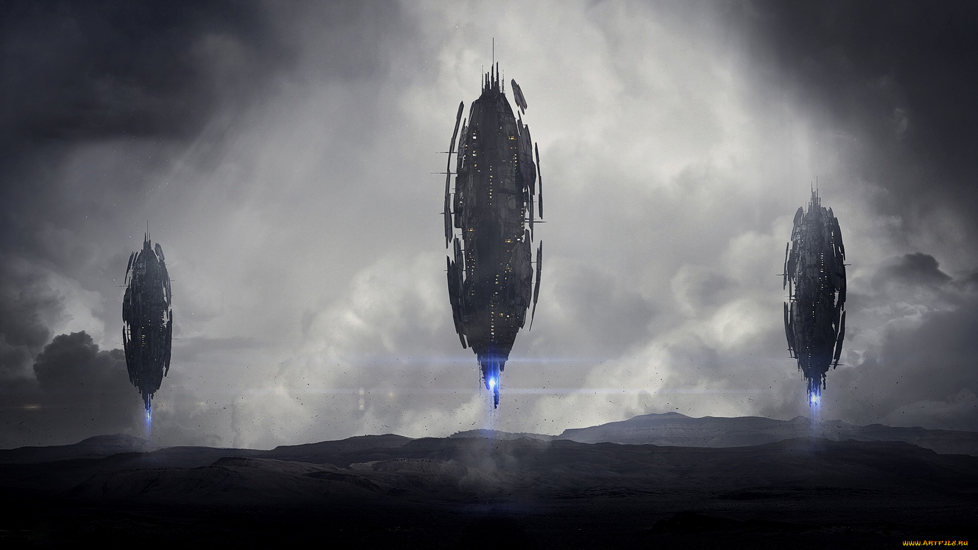 фэнтези, космические, корабли, , звездолеты, , станции, корабли, тучи, арт