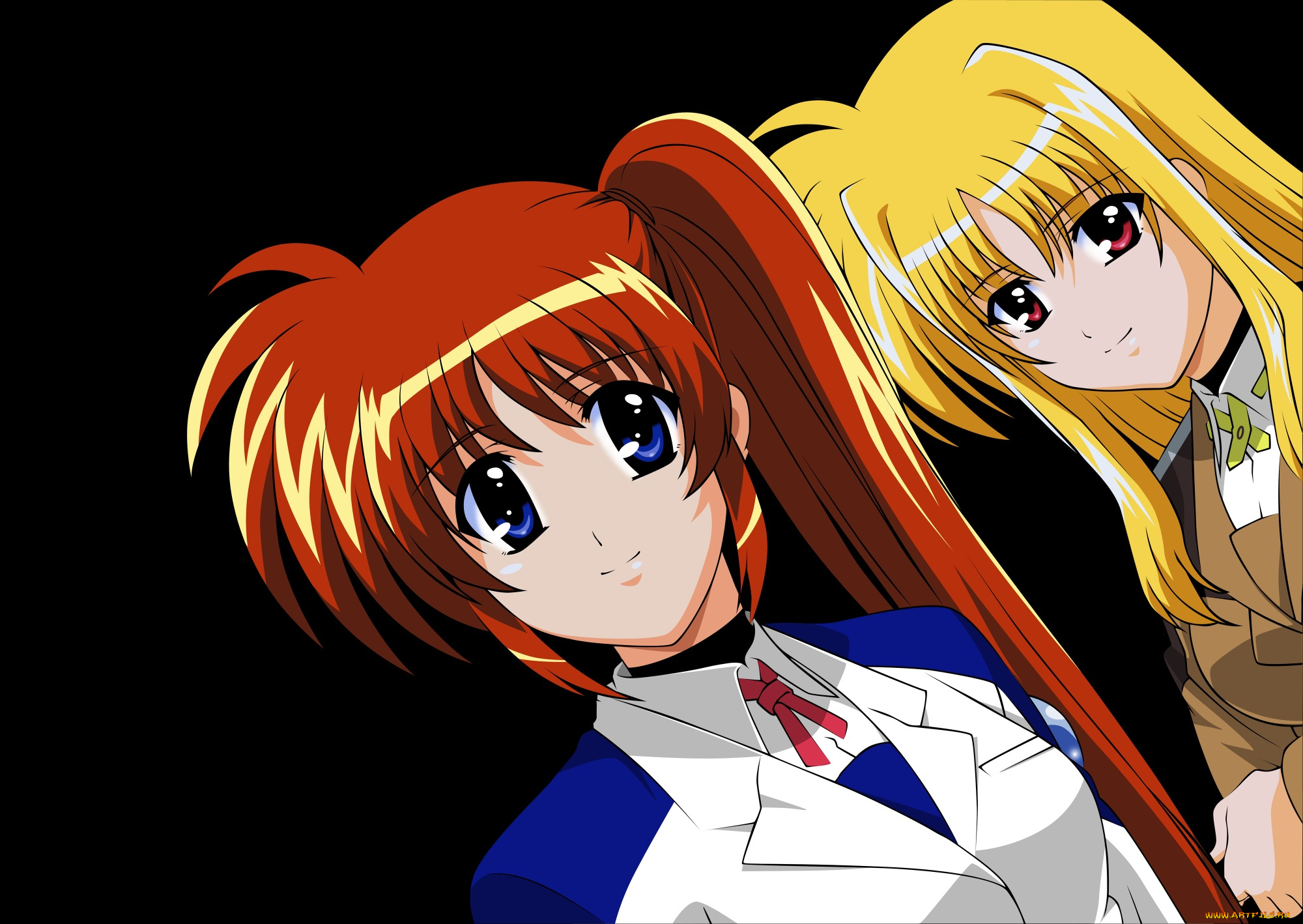 mahou, shoujo, lyrical, nanoha, аниме, взгляд, фон, девушки