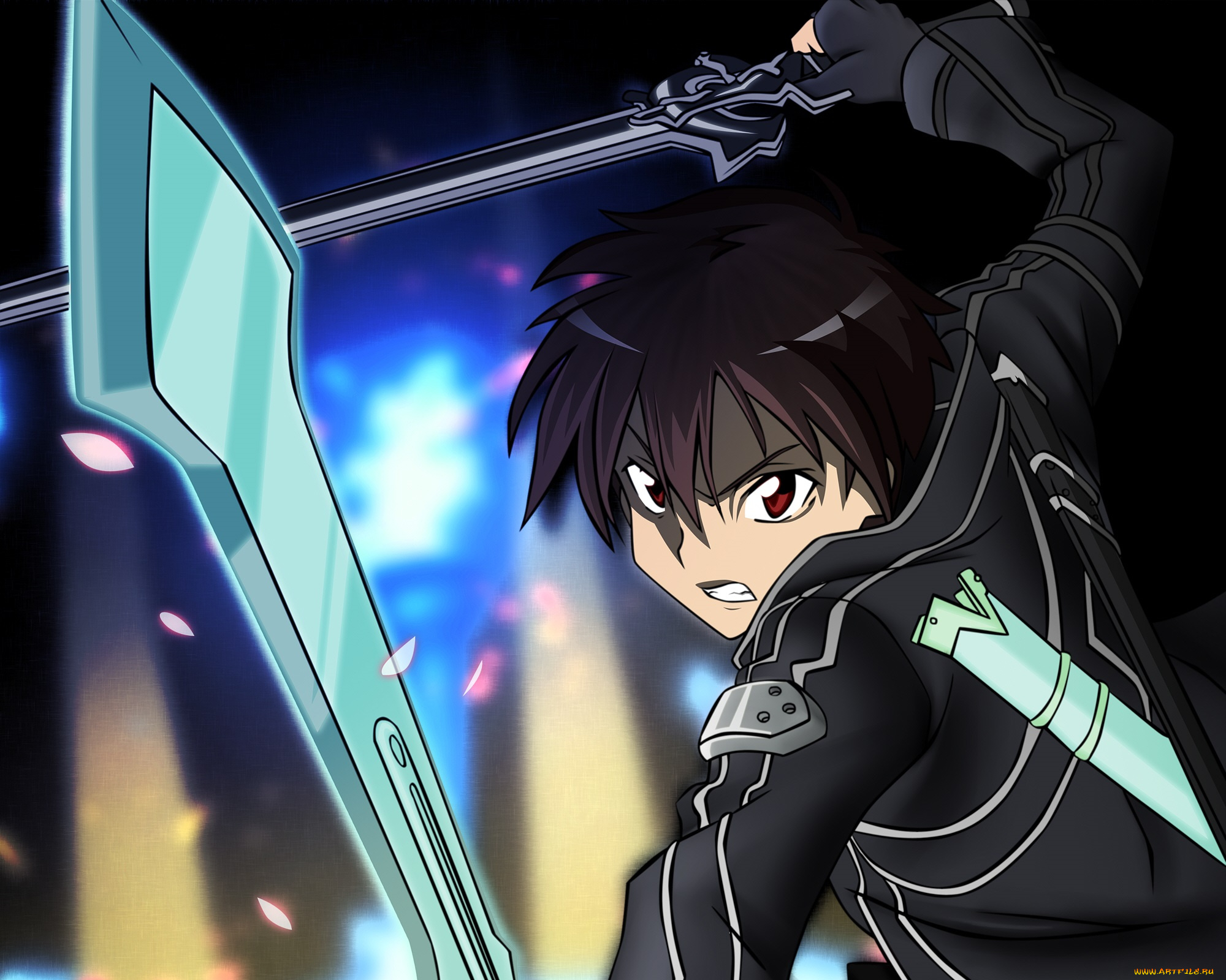 аниме, sword, art, online, арт, кирито, мечи, взгляд, злость