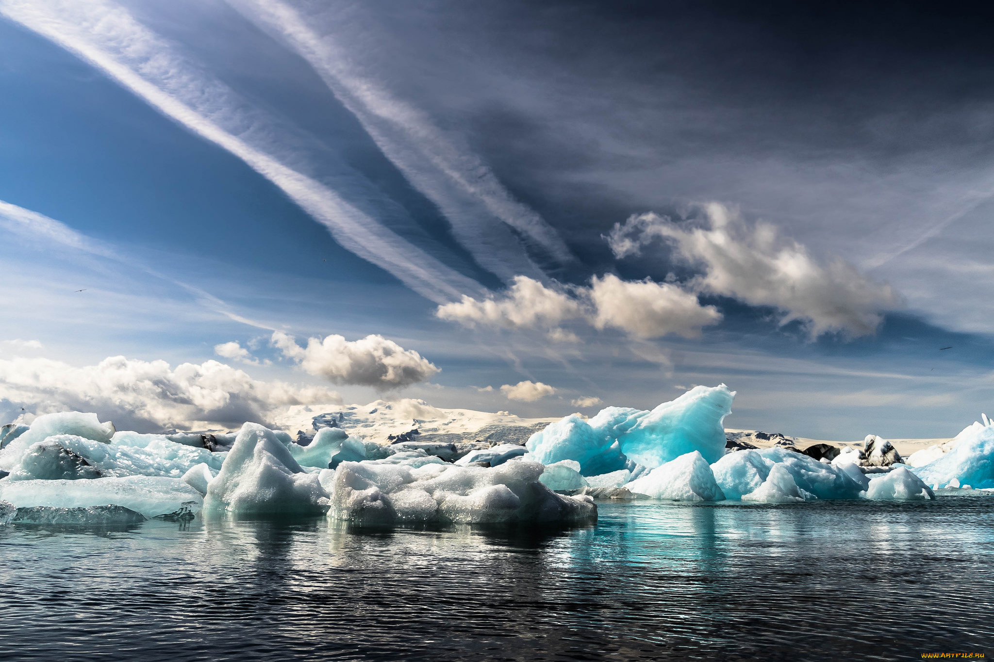 природа, айсберги, и, ледники, севера