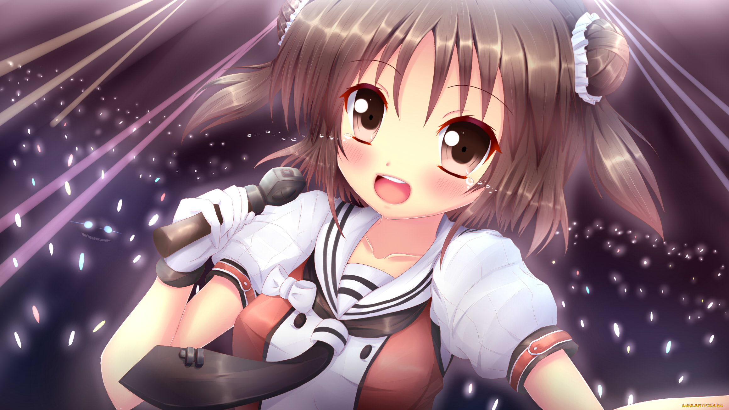 аниме, kantai, collection, kancolle, naka, kantai, collection, слёзы, девочка