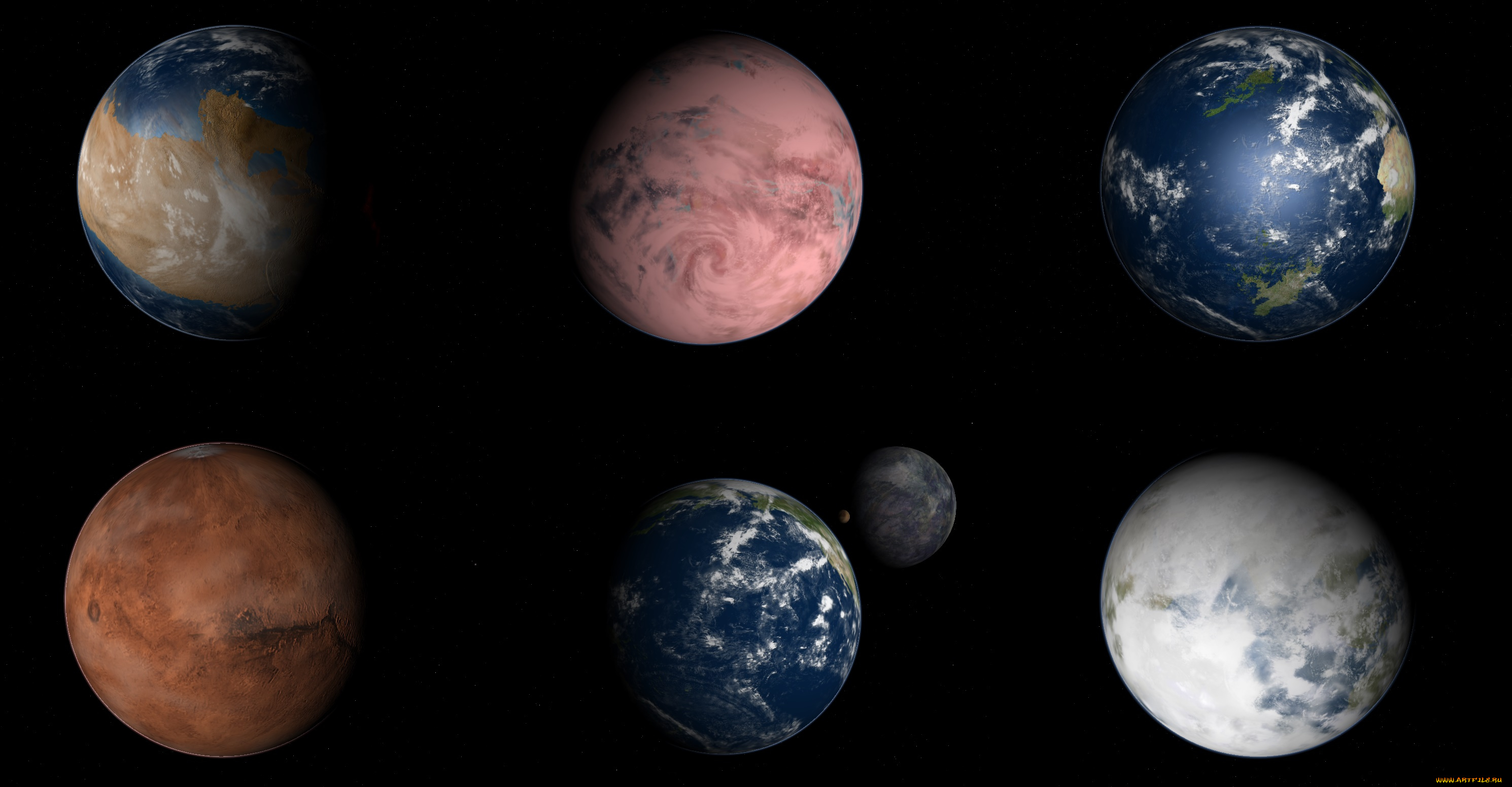 космос, арт, вселенная, планеты