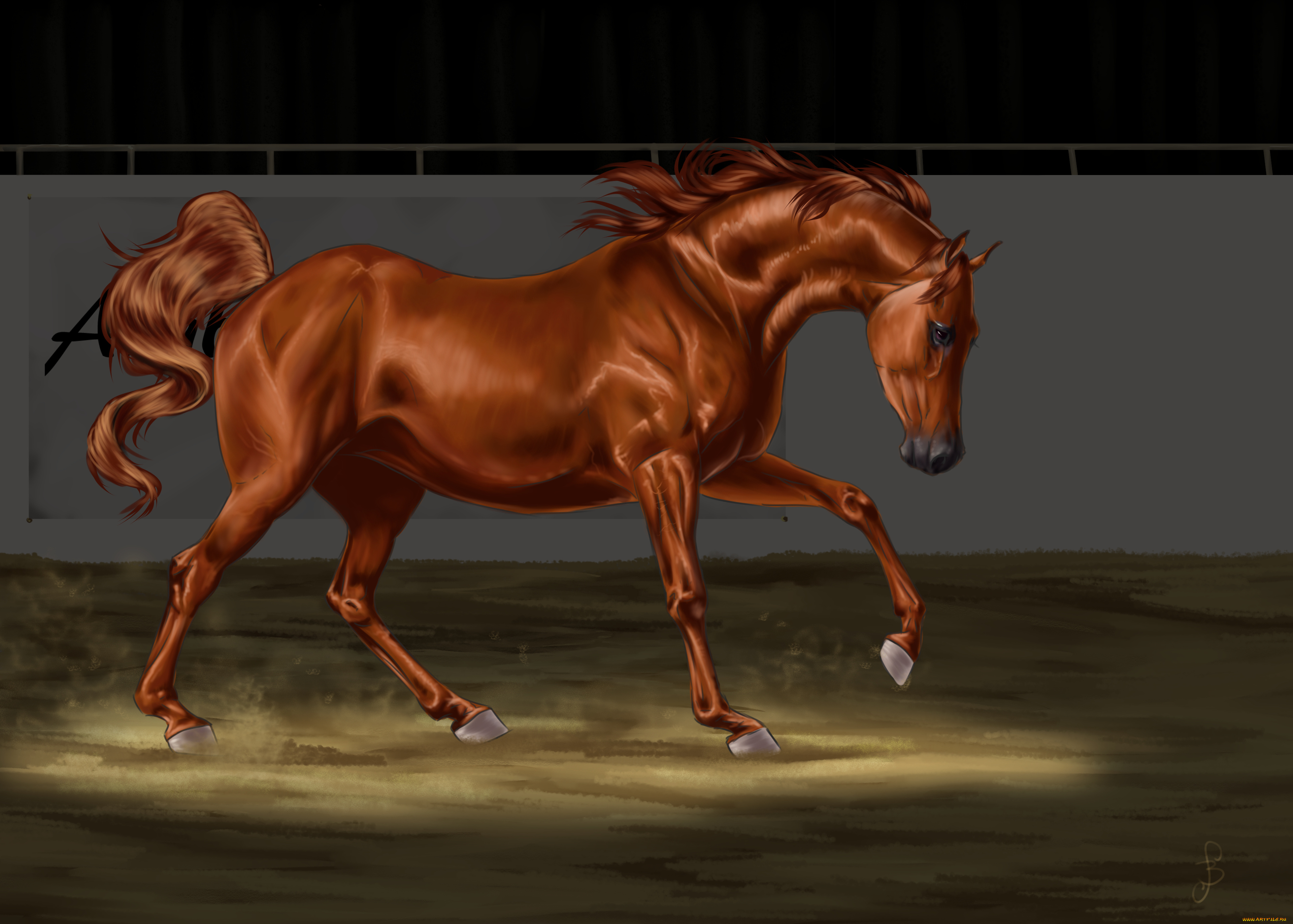 рисованное, животные, , лошади, фон, лошадь