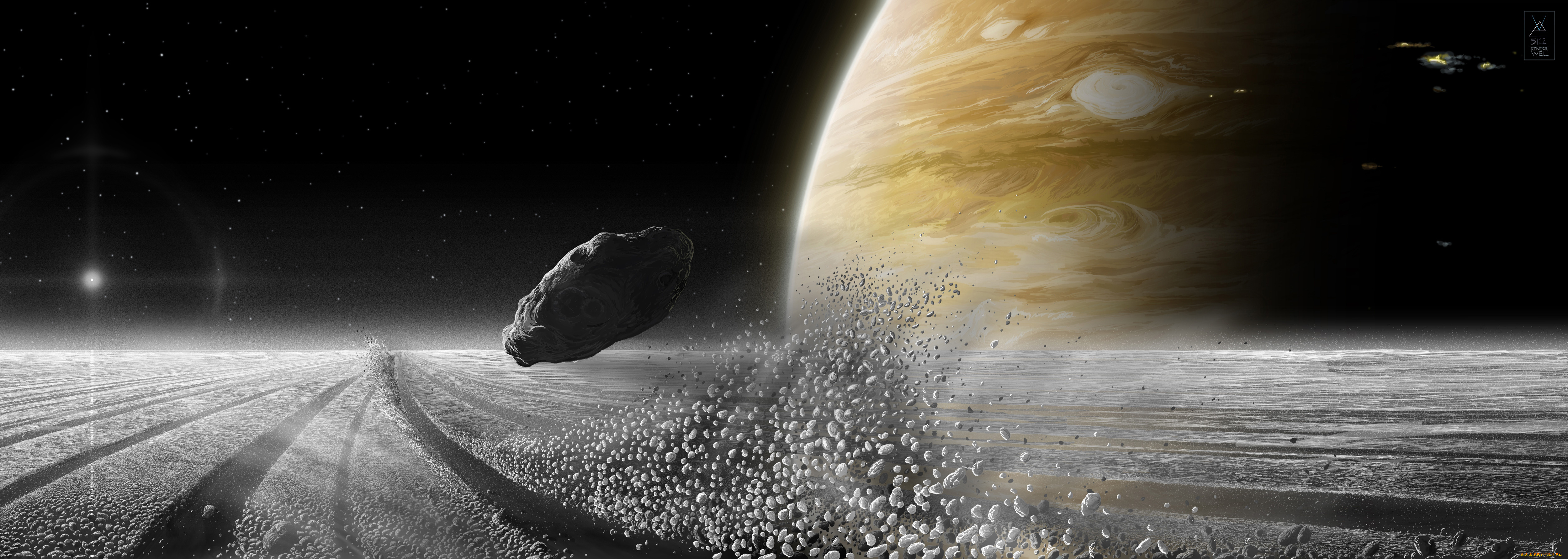 космос, арт, астероиды, галактика, вселенная, планета