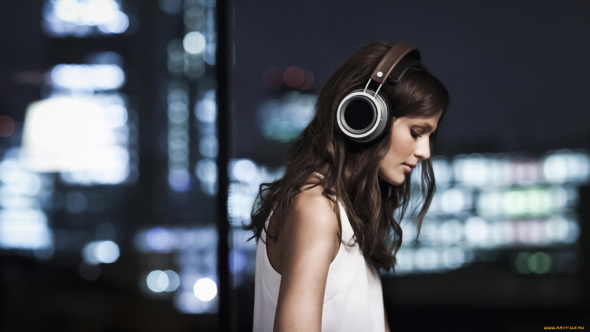 девушки, -unsort, , брюнетки, , шатенки, профиль, наушники, улыбка