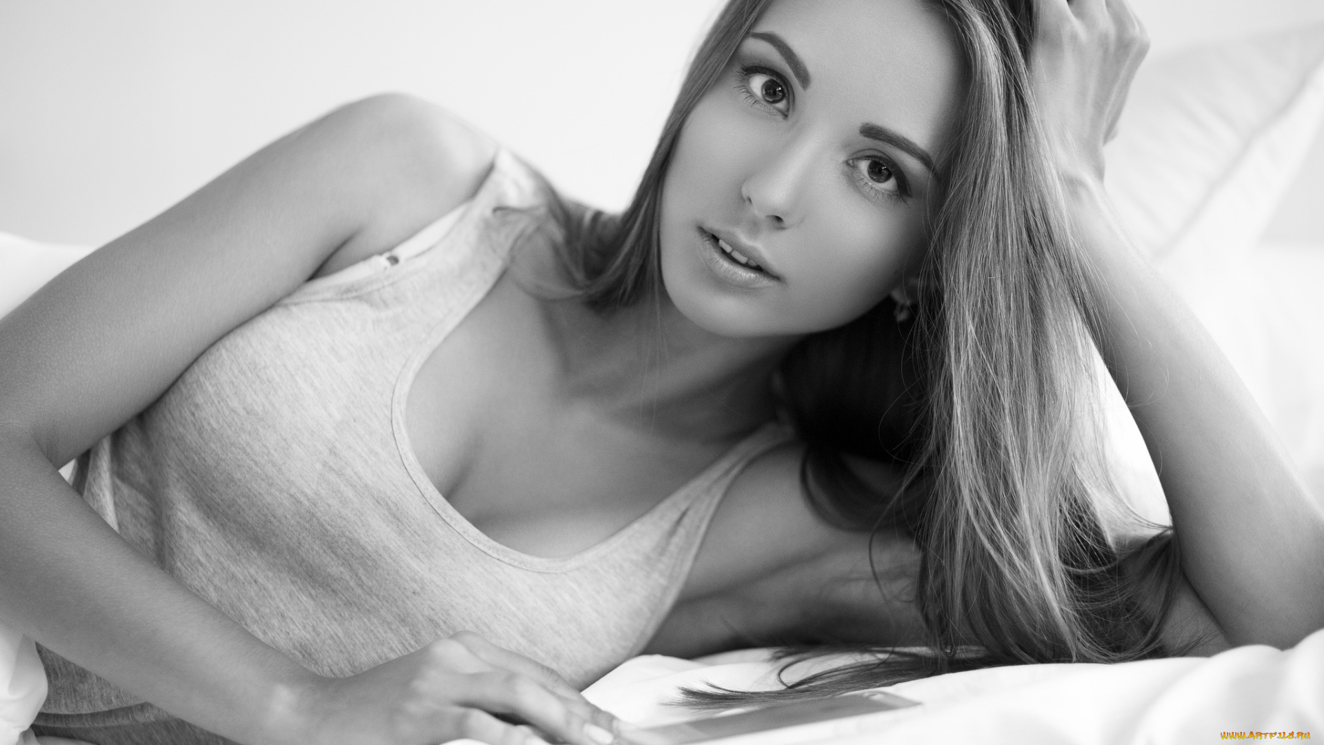 девушки, -unsort, , Черно-белые, обои, песик