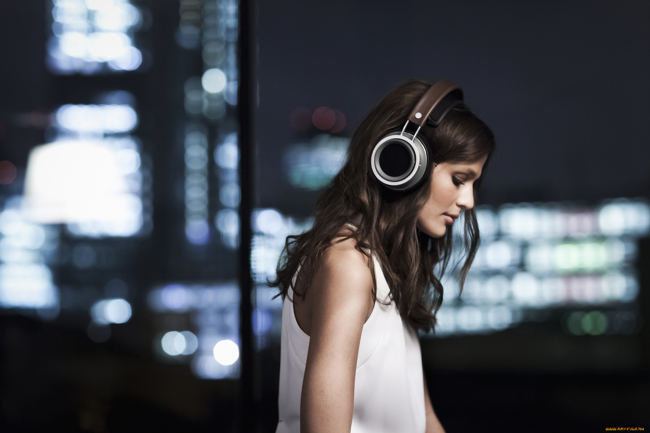 девушки, -unsort, , брюнетки, , шатенки, профиль, наушники, улыбка