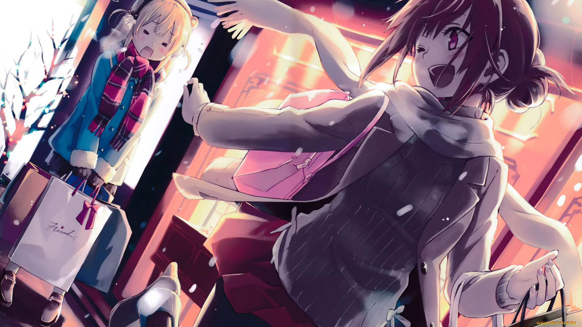 аниме, город, , улицы, , интерьер, , здания, девушка