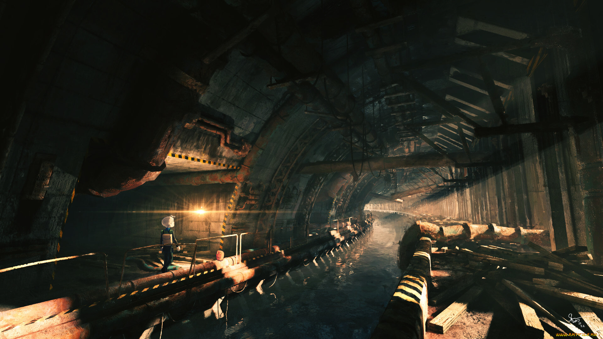 аниме, город, , улицы, , интерьер, , здания, тоннель