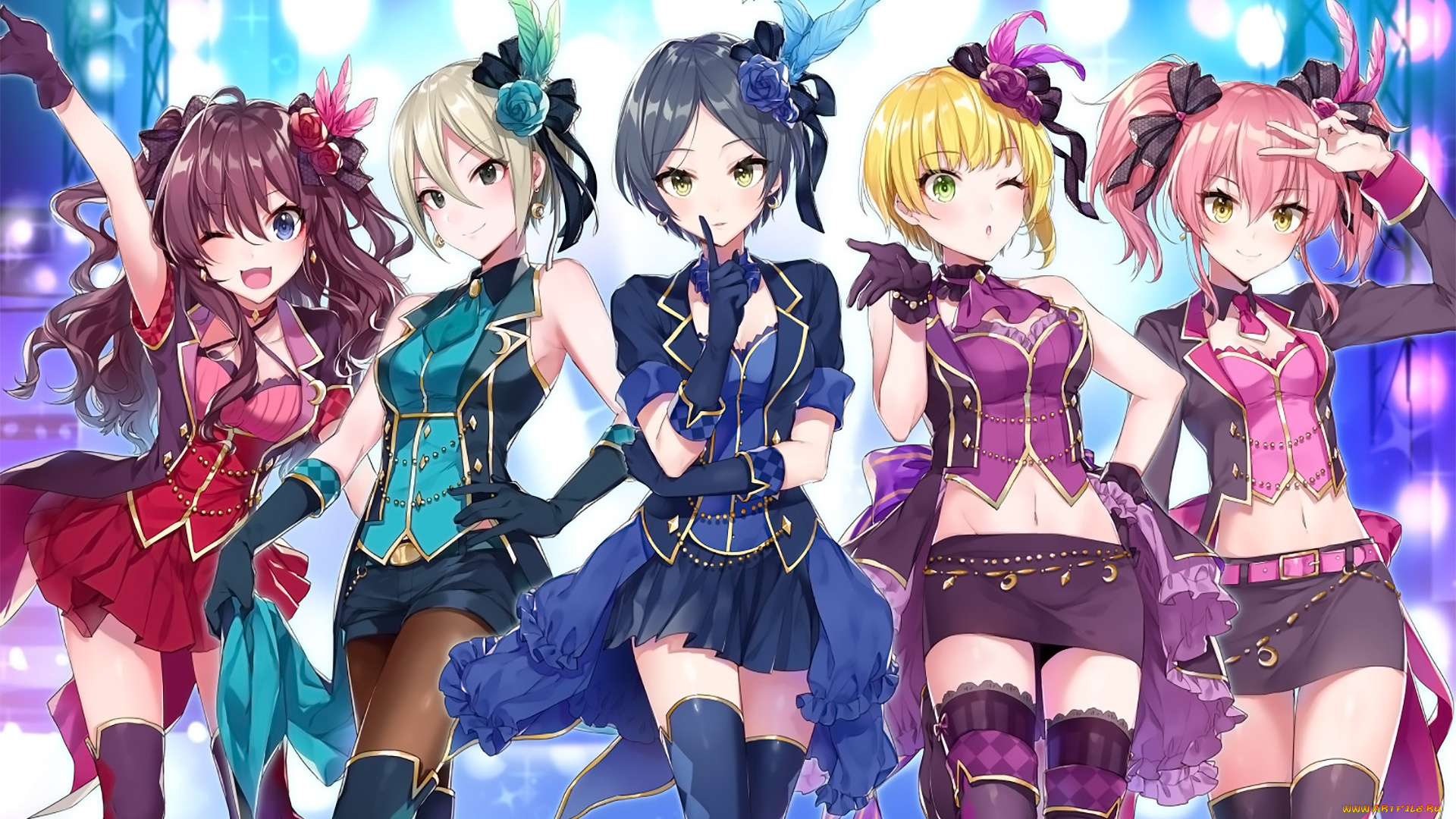 аниме, idolm@ster, фон, взгляд, девушки