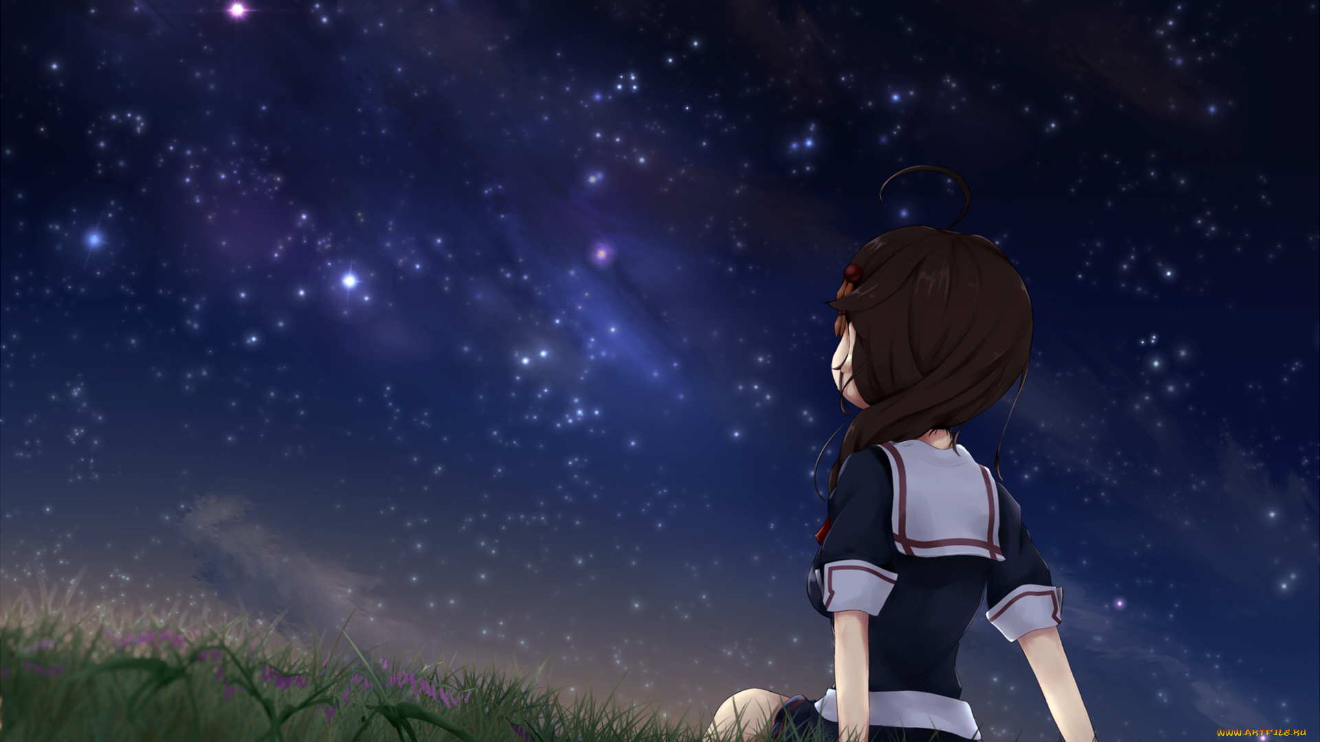 аниме, kantai, collection, ночь