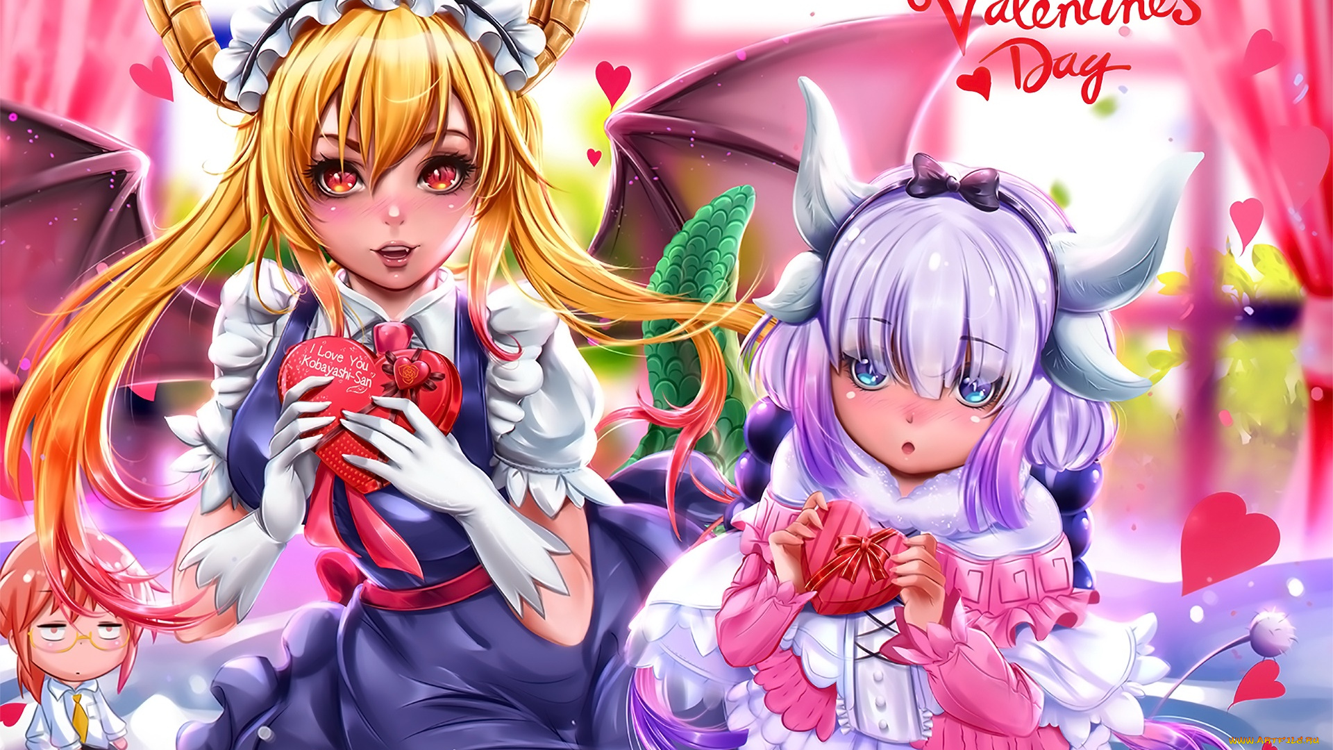 аниме, miss, kobayashi`s, dragon, maid, фон, взгляд, девушки