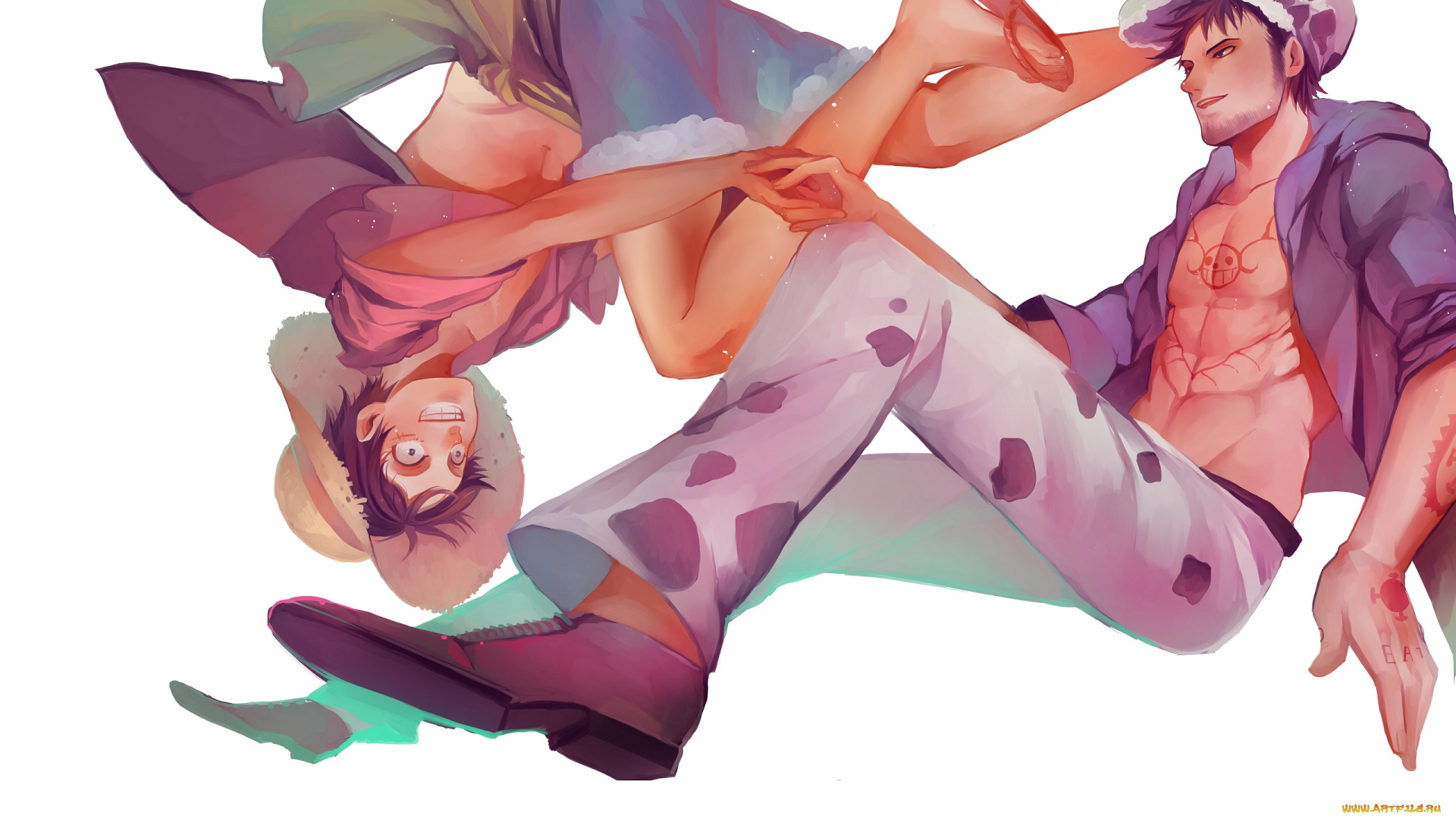 аниме, one, piece, law, luffy