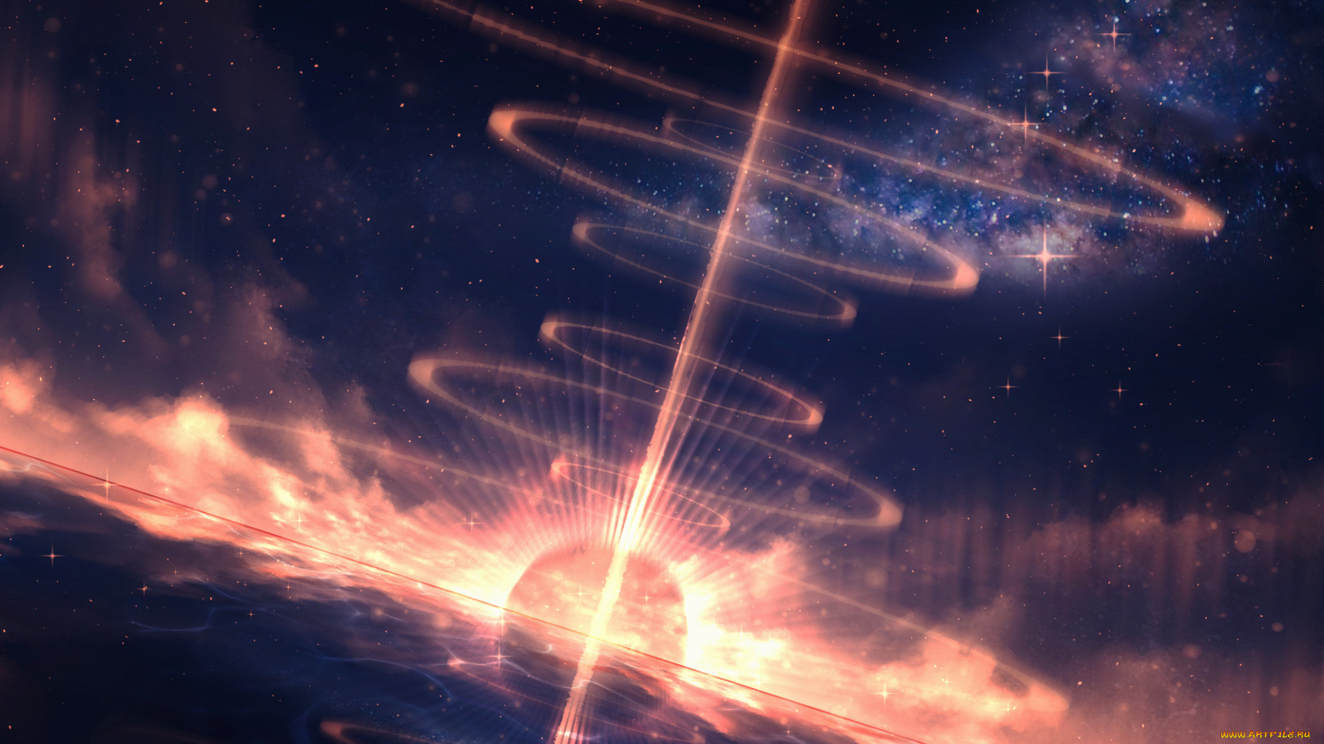 аниме, пейзажи, , природа, космос