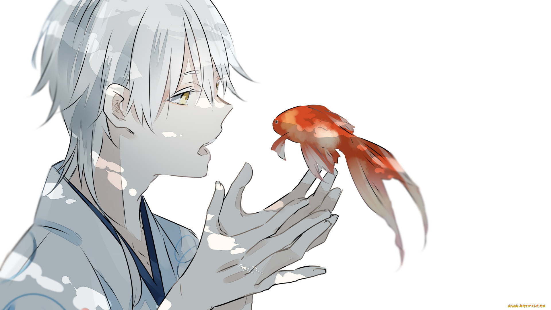аниме, touken, ranbu, рыбка, парень